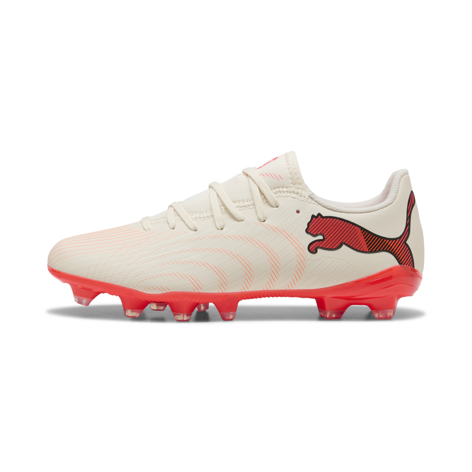 PUMA FUTURE 9 PLAY FG/AG voetbalschoenen voor Dames, Rood/Wit/Bruin, Maat 39