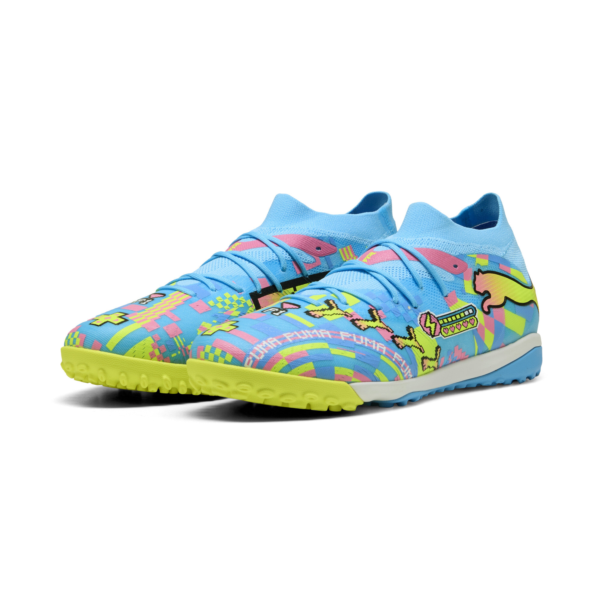 PUMA FUTURE 9 MATCH ADVANCED LEVEL TT voetbalschoenen, Blauw/Roze/Wit, Maat 45