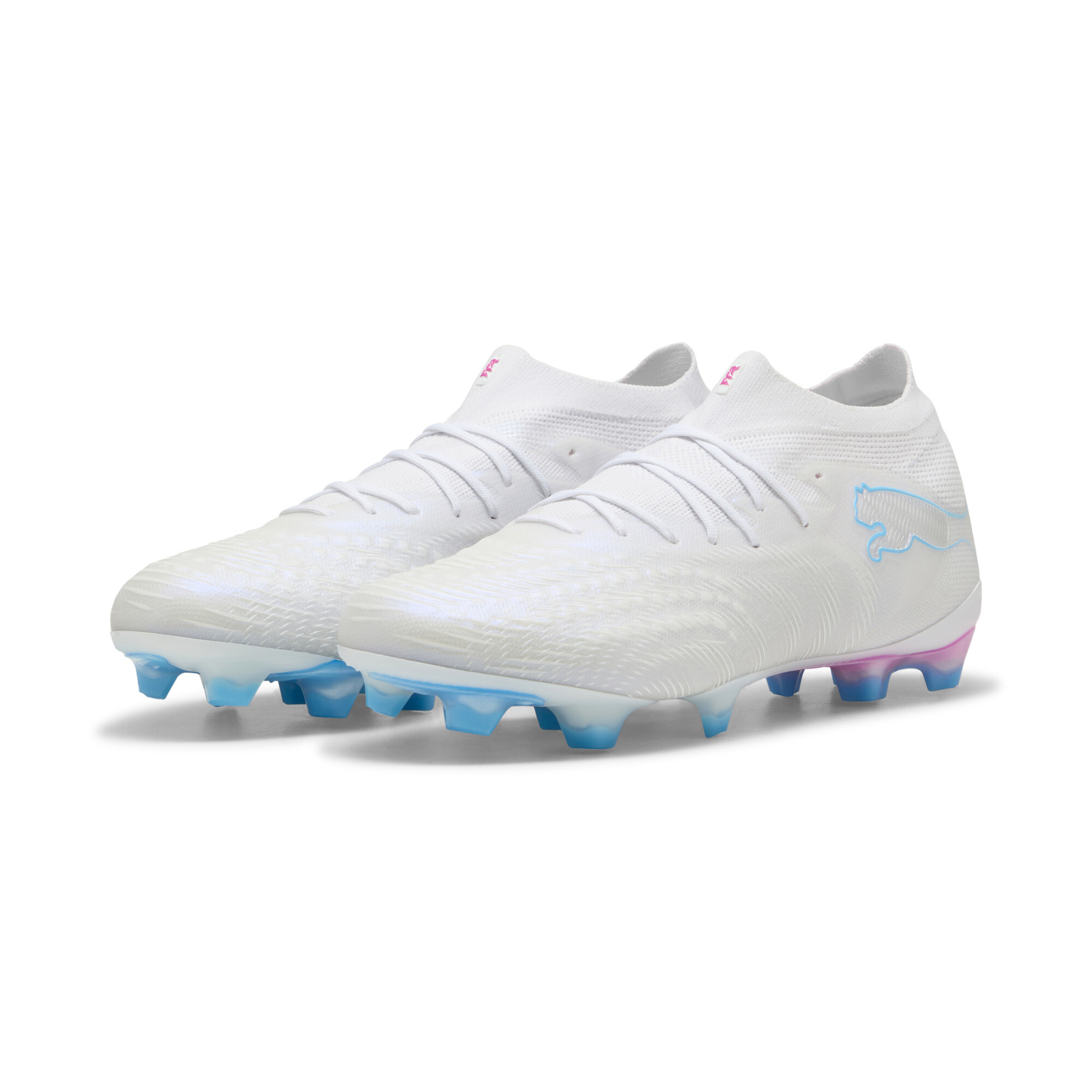 PUMA FUTURE 9 ULTIMATE Wit FG uniseks voetbalschoenen, Blauw/Roze/Wit, Maat 44