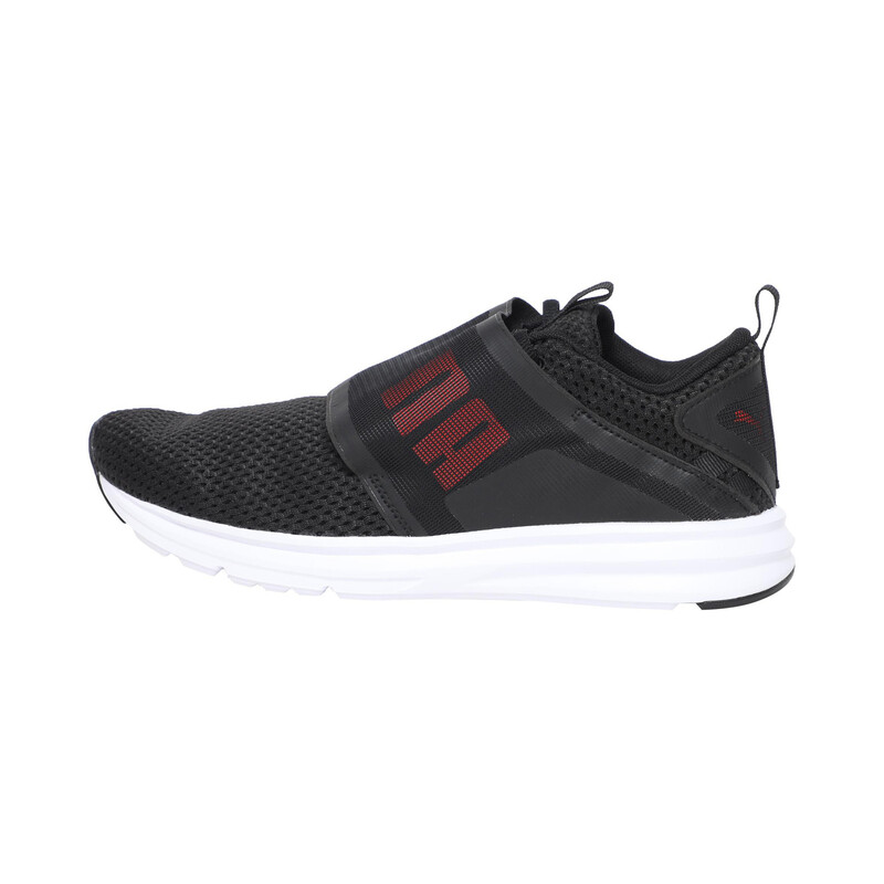 Men's PUMA Enzo Strap Mesh Running Shoes, Black/red