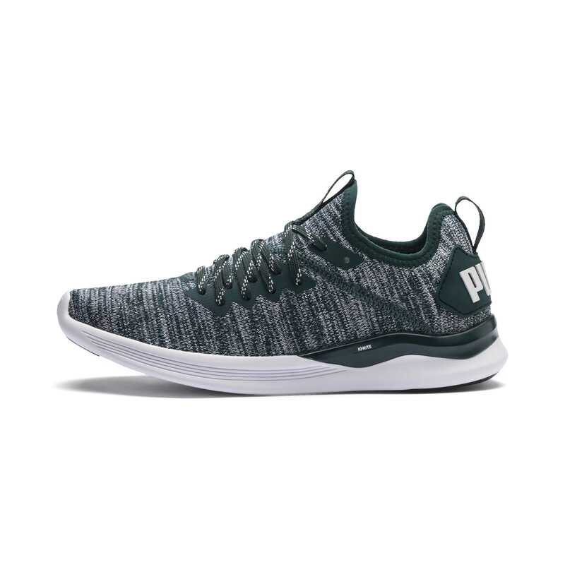 

Women's PUMA Ignite Flash evoKNIT Running Shoes, White/blue