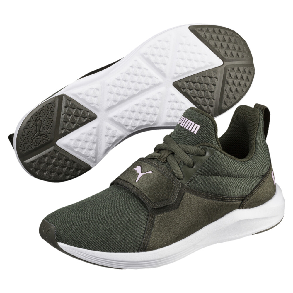 grey and green puma shoes