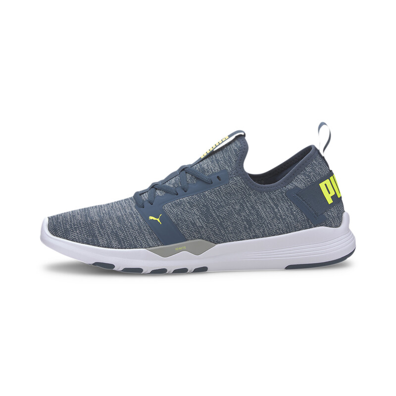 

Men's PUMA Ignite Contender Knit Running Shoes, Gray/blue/yellow