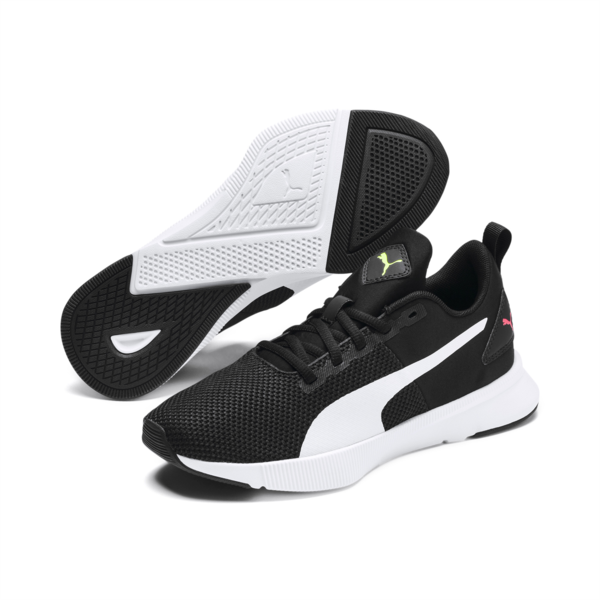Flyer Running Shoes, Puma Black-Puma White-Pink Alert, large-ZAF
