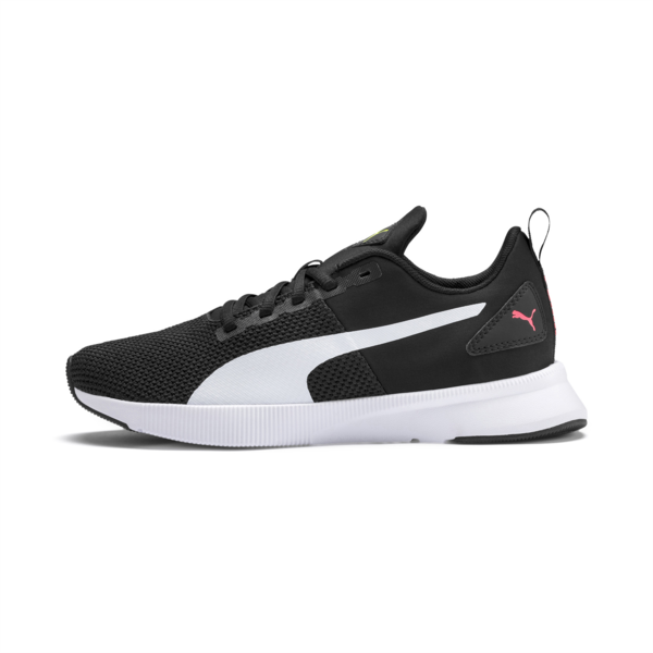 Flyer Running Shoes, Puma Black-Puma White-Pink Alert, large-ZAF