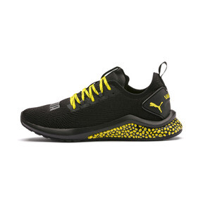 yellow and black puma shoes