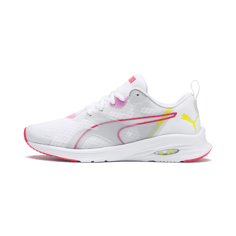 Women's PUMA Hybrid Fuego Running Shoes, White/pink/yellow