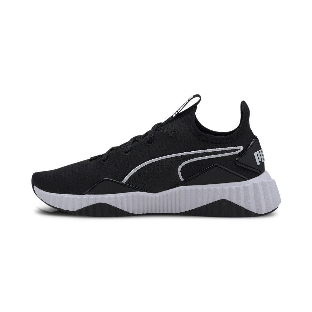 puma defy black and white