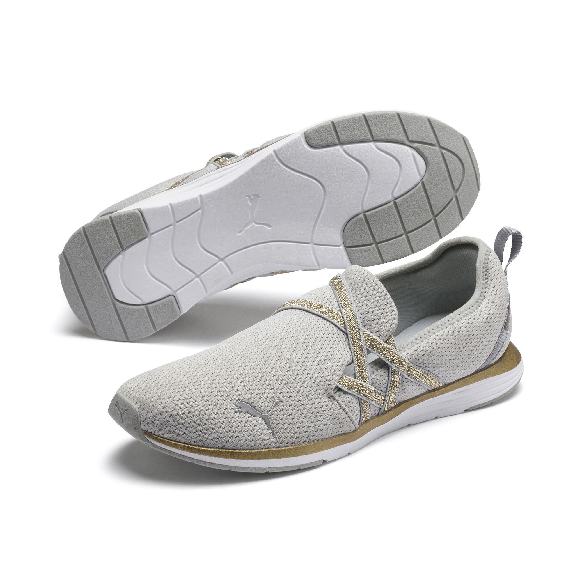 metallic slip on sneakers