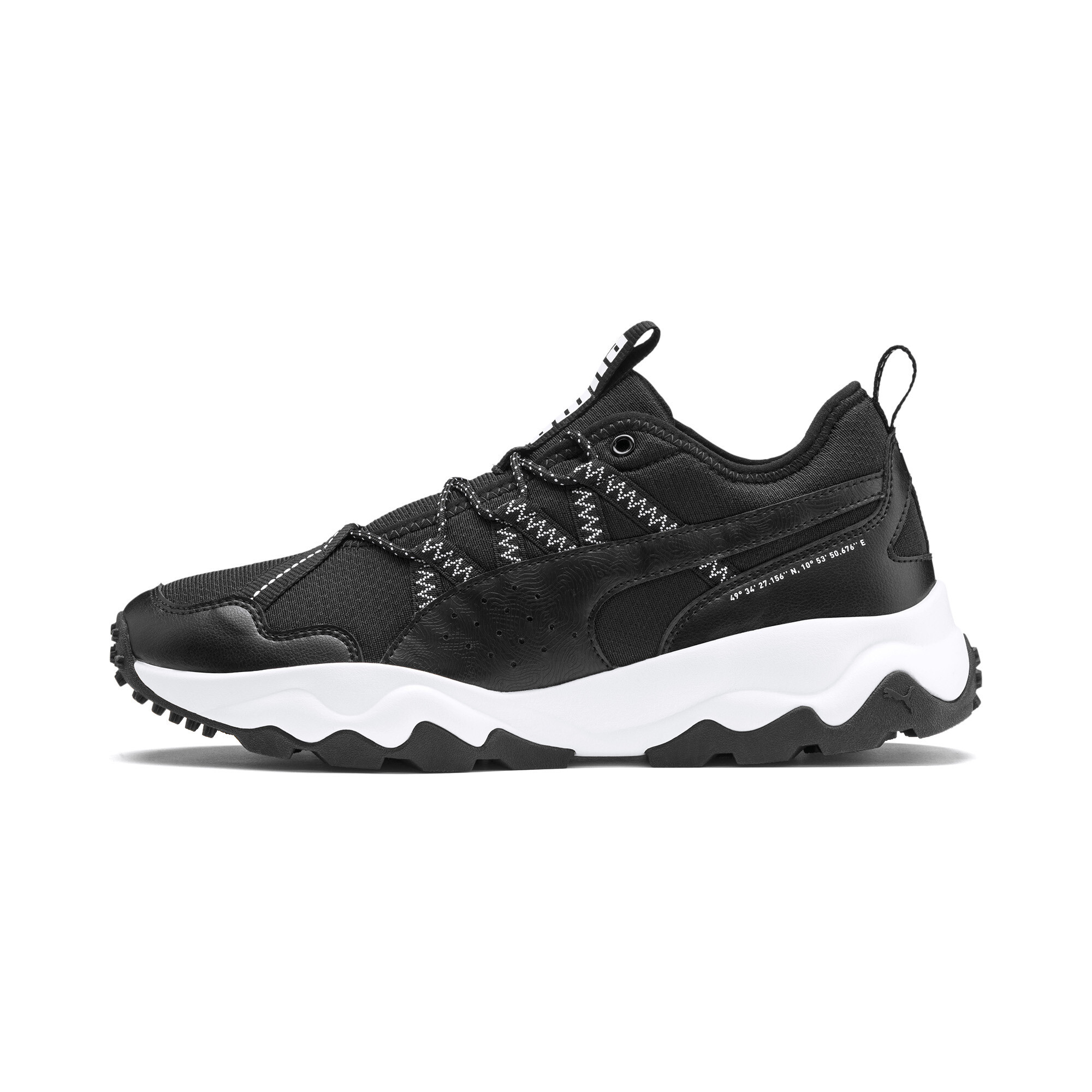 puma ember trail trainers in black & stone