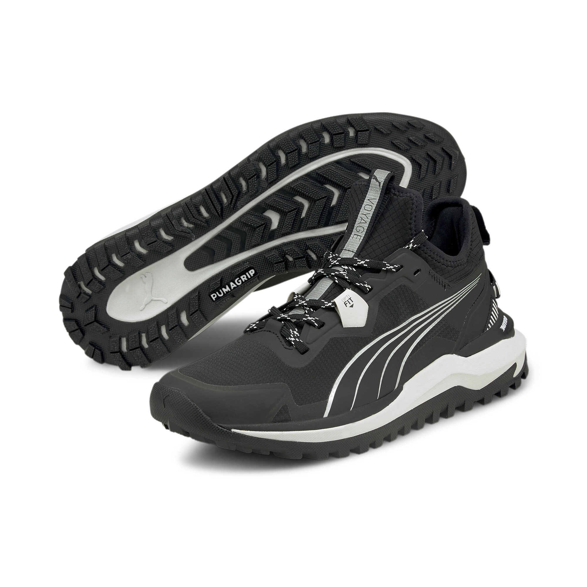 Men's PUMA Voyage Nitro Trail Running Shoes In Black, Size EU 40