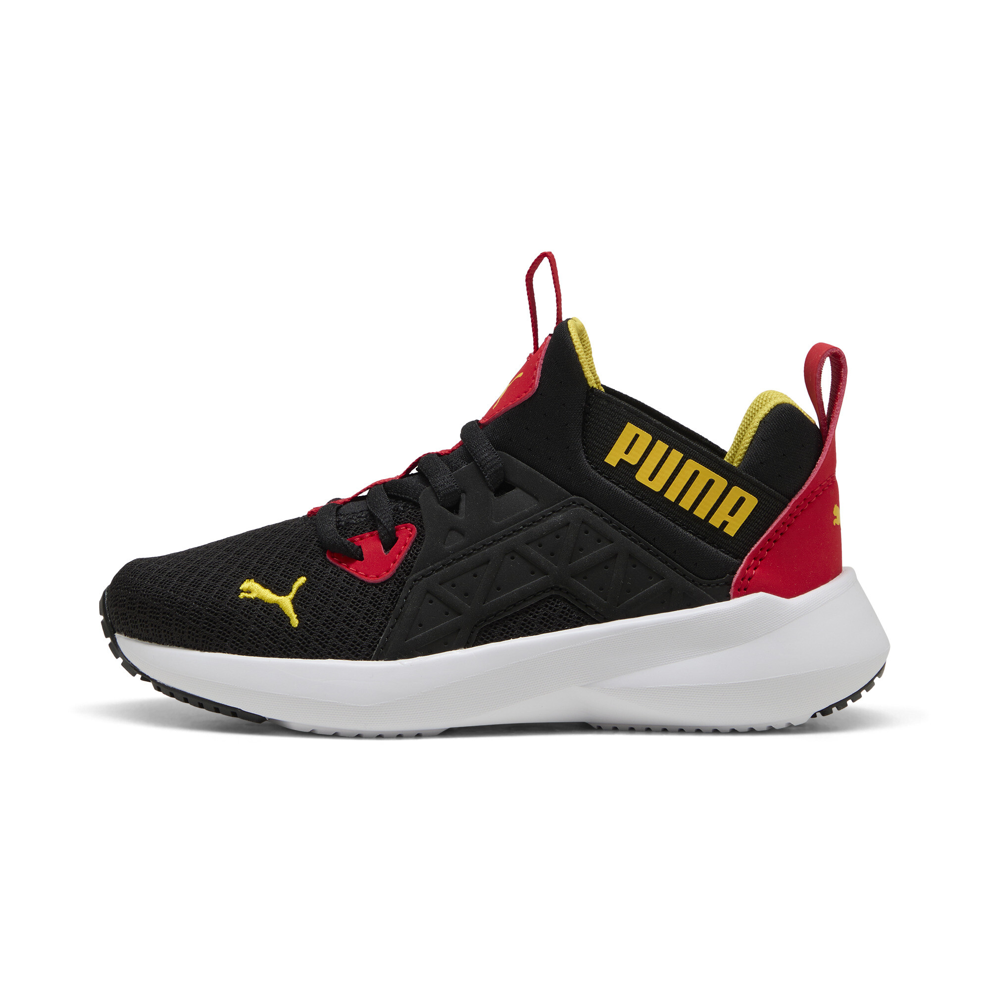 Puma Soft Enzo NXT Kinder Sneaker Schuhe | Mit Plain | Black/Faster Yellow/Red | Größe: 30