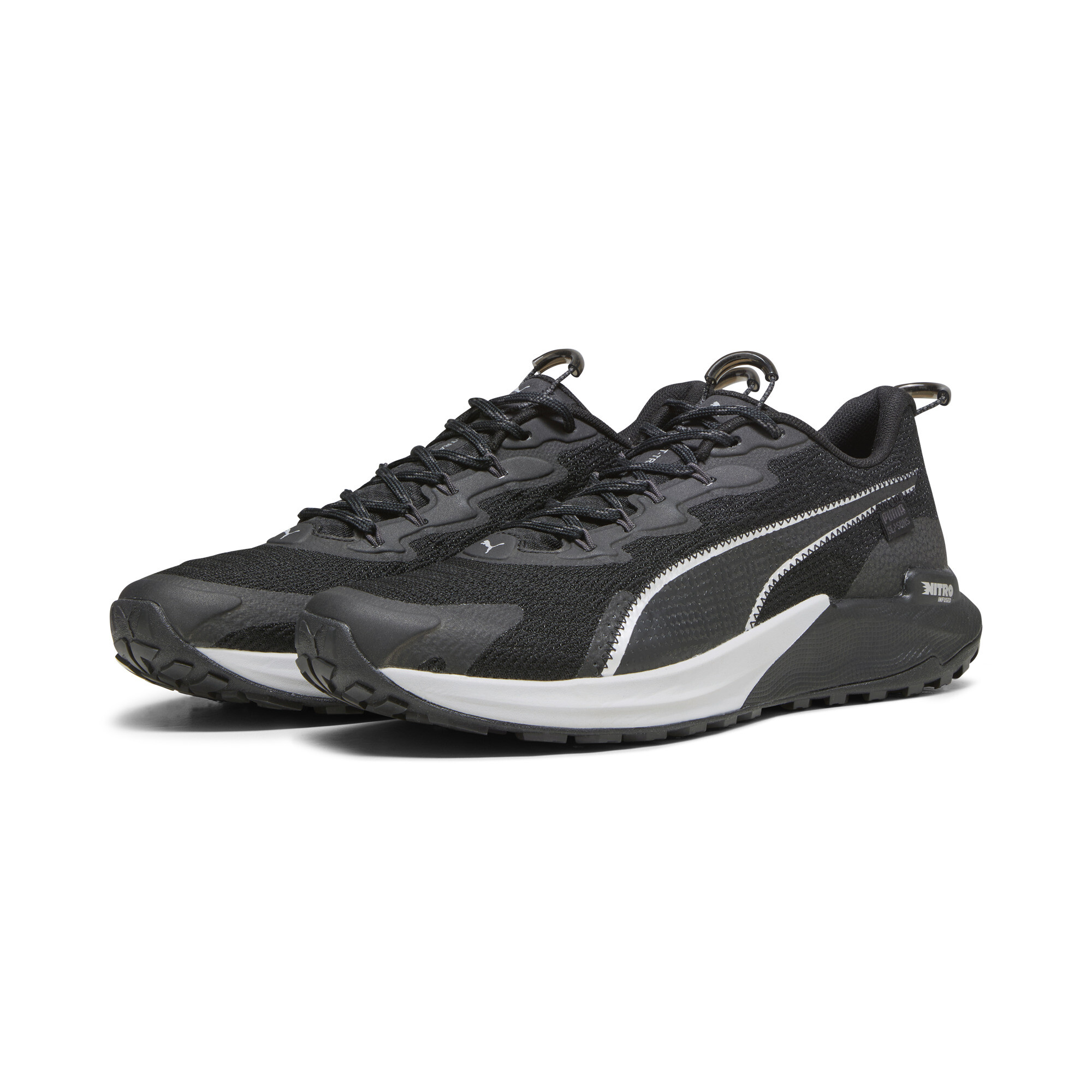 Men's PUMA Fast-Trac NITRO 2 Trail Running Shoes In Black, Size EU 44