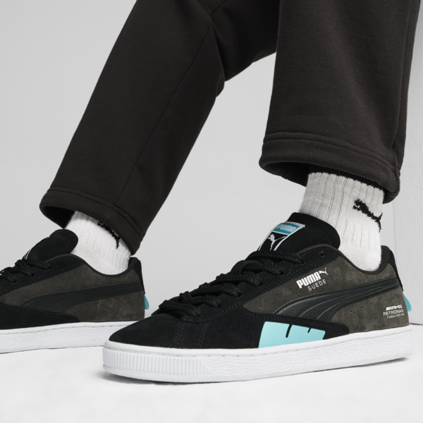 Mercedes AMG-Petronas F1® Suede Unisex Sneakers, PUMA Black-Flat Dark Gray-Sheen Green, large-ZAF