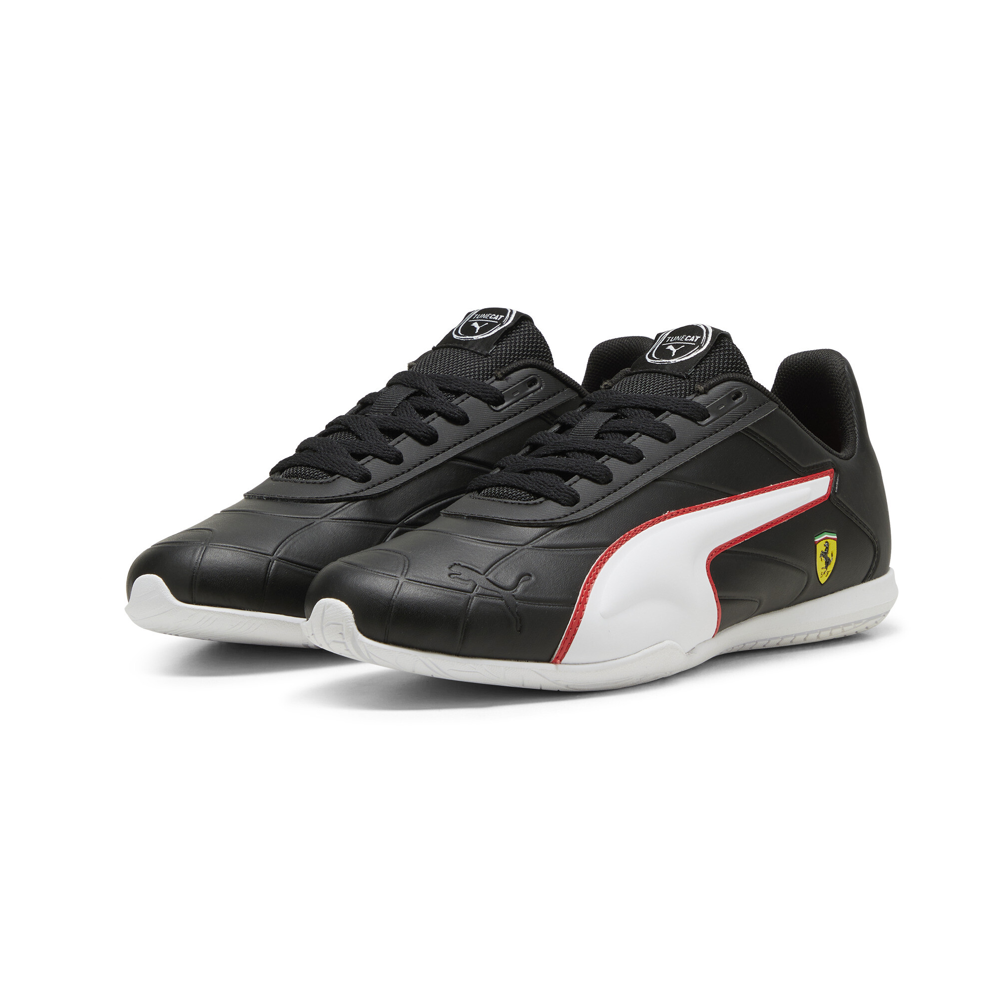 Men's PUMA Scuderia Ferrari Tune Cat Driving Shoes In Black, Size EU 43