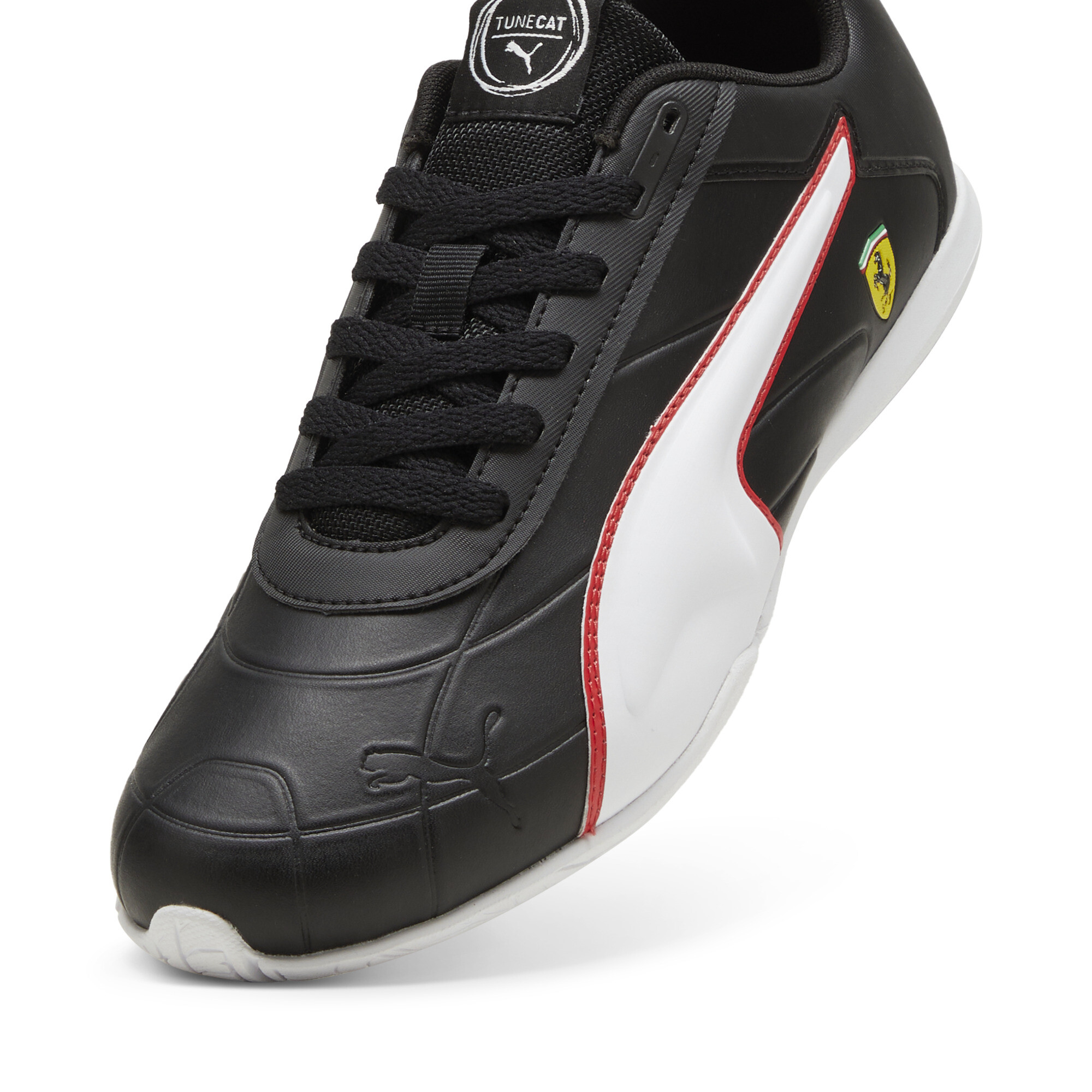 Men's PUMA Scuderia Ferrari Tune Cat Driving Shoes In Black, Size EU 43