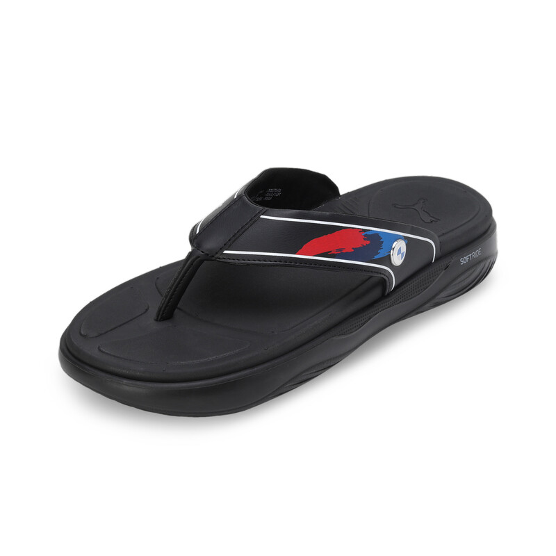 Men's PUMA BMW MMS Softride Seave Flip-Flops Sandals in White/Black/Silver size UK 7