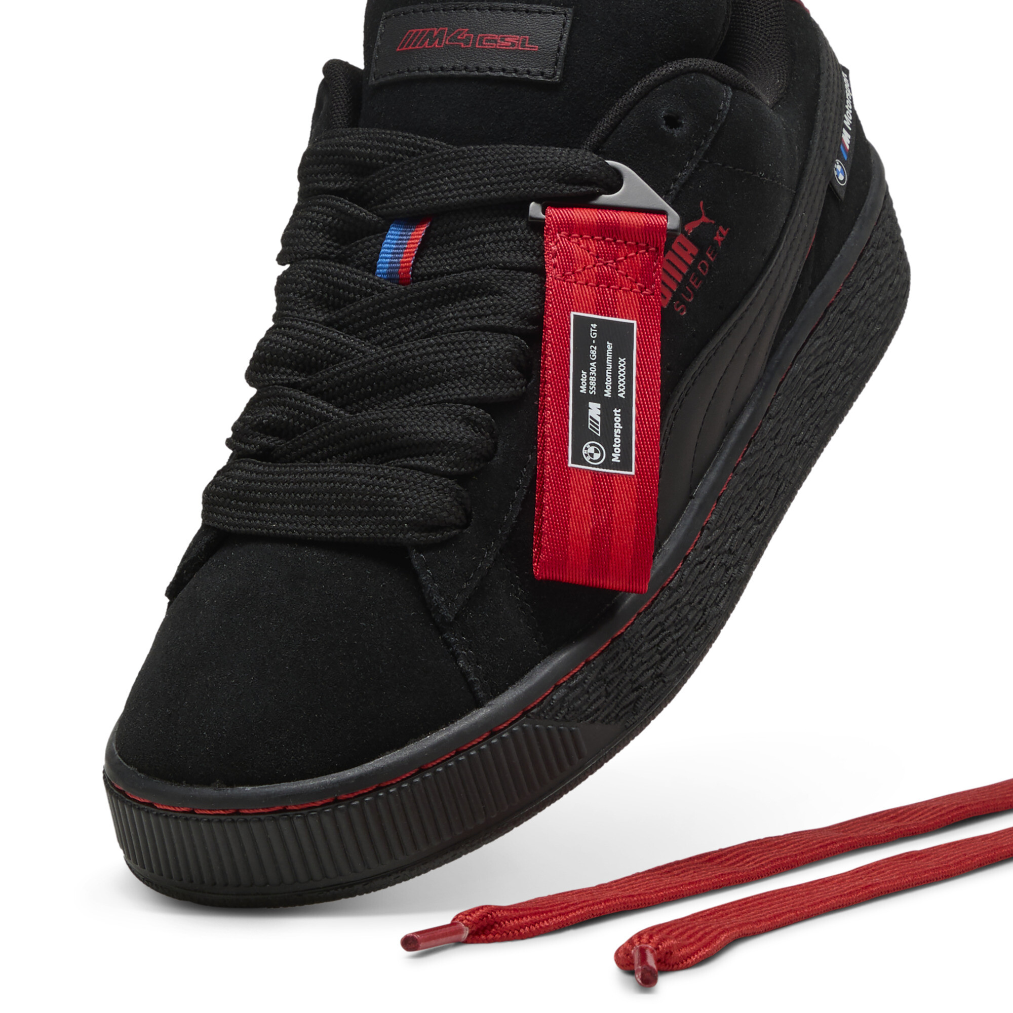 BMW M Motorsport Suède XL sneakers, Zwart/Rood, Maat 41 | PUMA