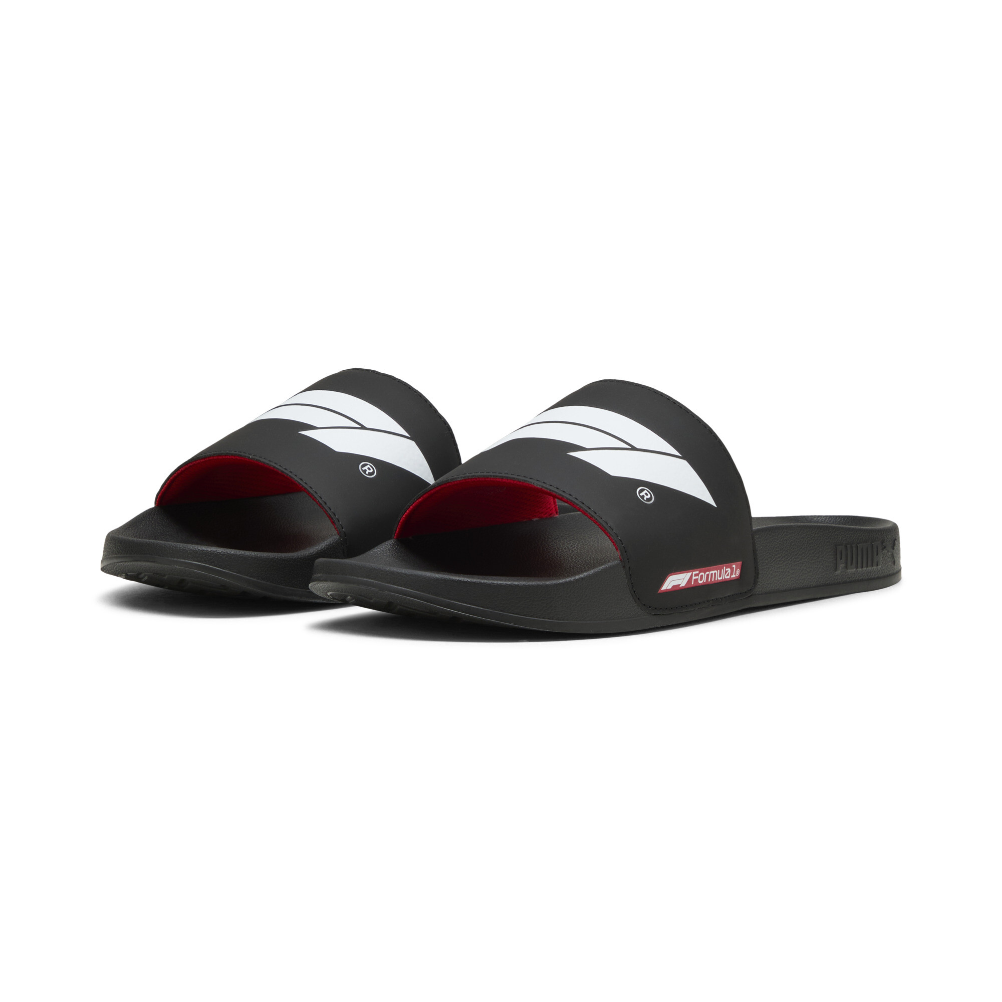 PUMA Formula 1Â® Leadcat 2.0-badslippers met logo, Zwart/Wit, Maat 42 thumbnail 7