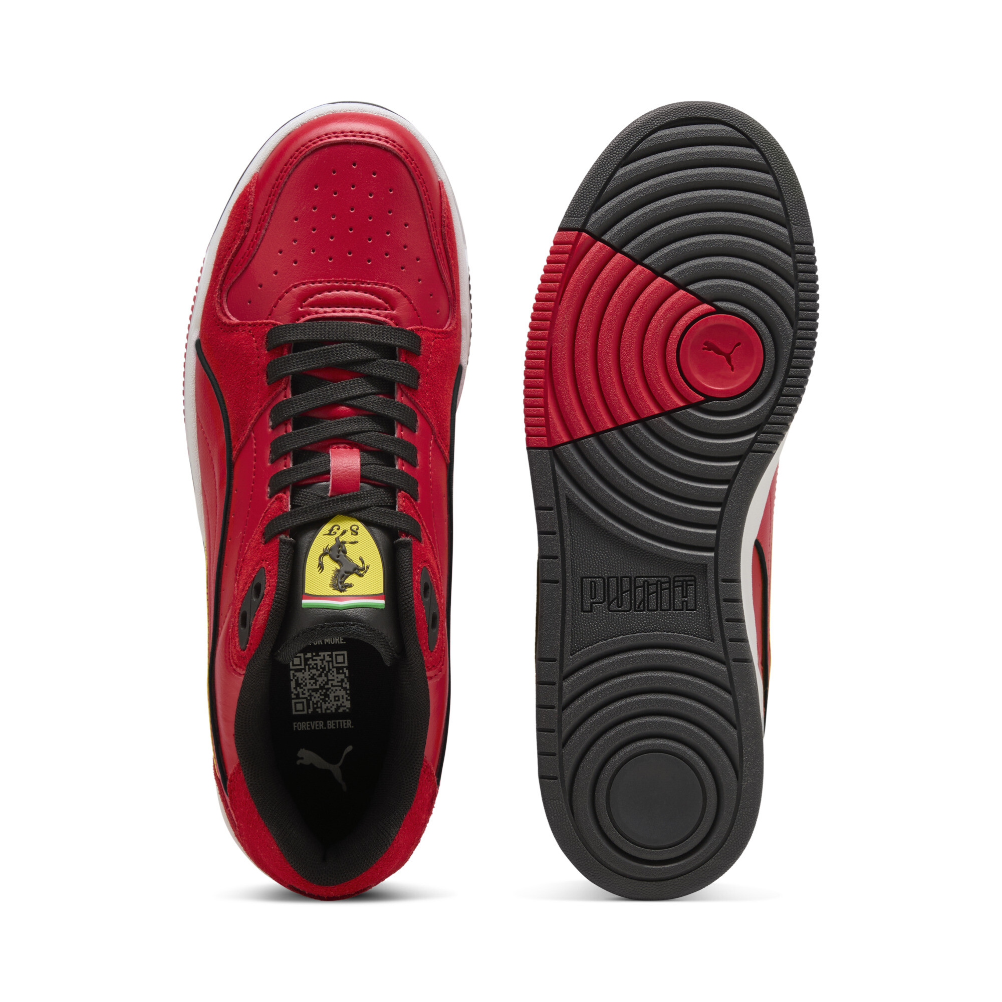 PUMA Scuderia Ferrari RBD Break lage uniseks sneakers, Zwart/Rood, Maat 38,5 thumbnail 4