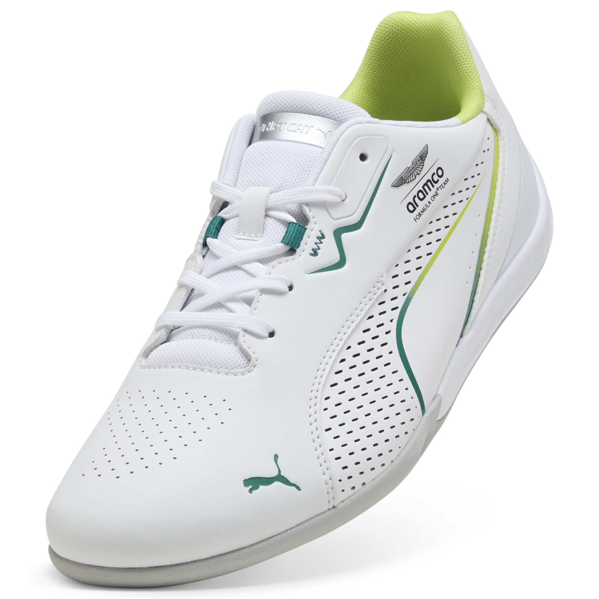 PUMA x ASTON MARTIN ARAMCO F1Â® TEAM Drift Cat 11 uniseks sneakers, Groen/Wit, Maat 45 thumbnail 2