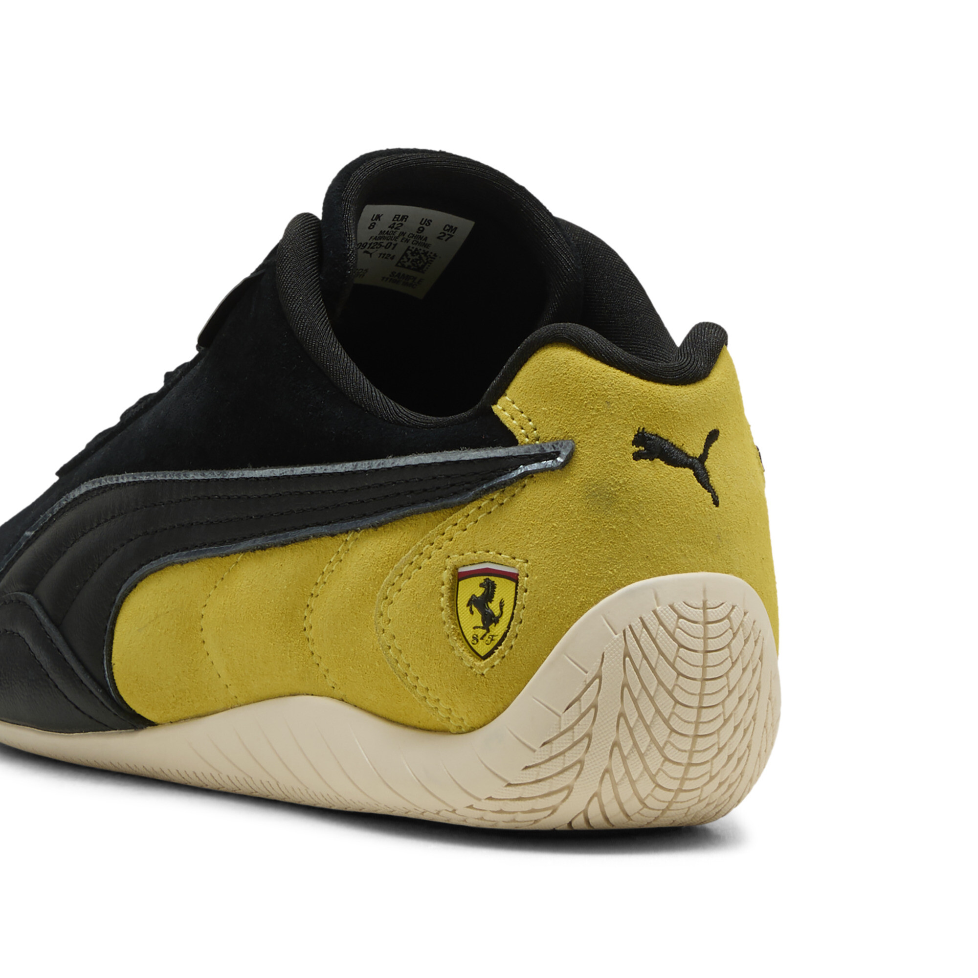 PUMA Scuderia Ferrari Speedcat uniseks sneakers, Zwart/Geel/Wit, Maat 45 thumbnail 5