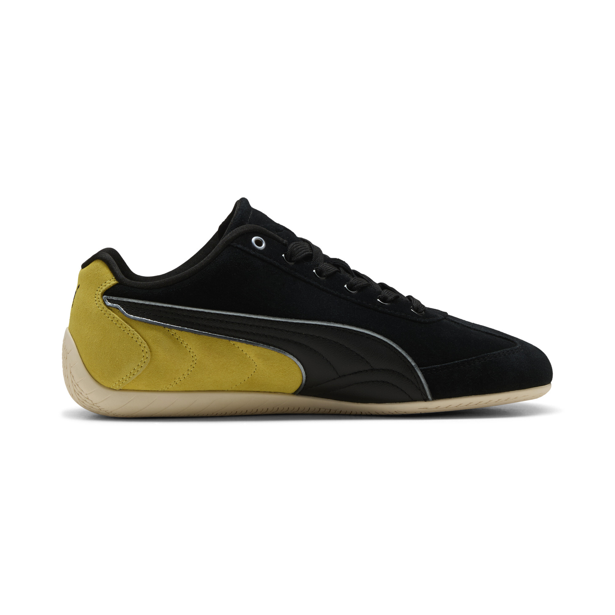 PUMA Scuderia Ferrari Speedcat uniseks sneakers, Zwart/Geel/Wit, Maat 45 thumbnail 3
