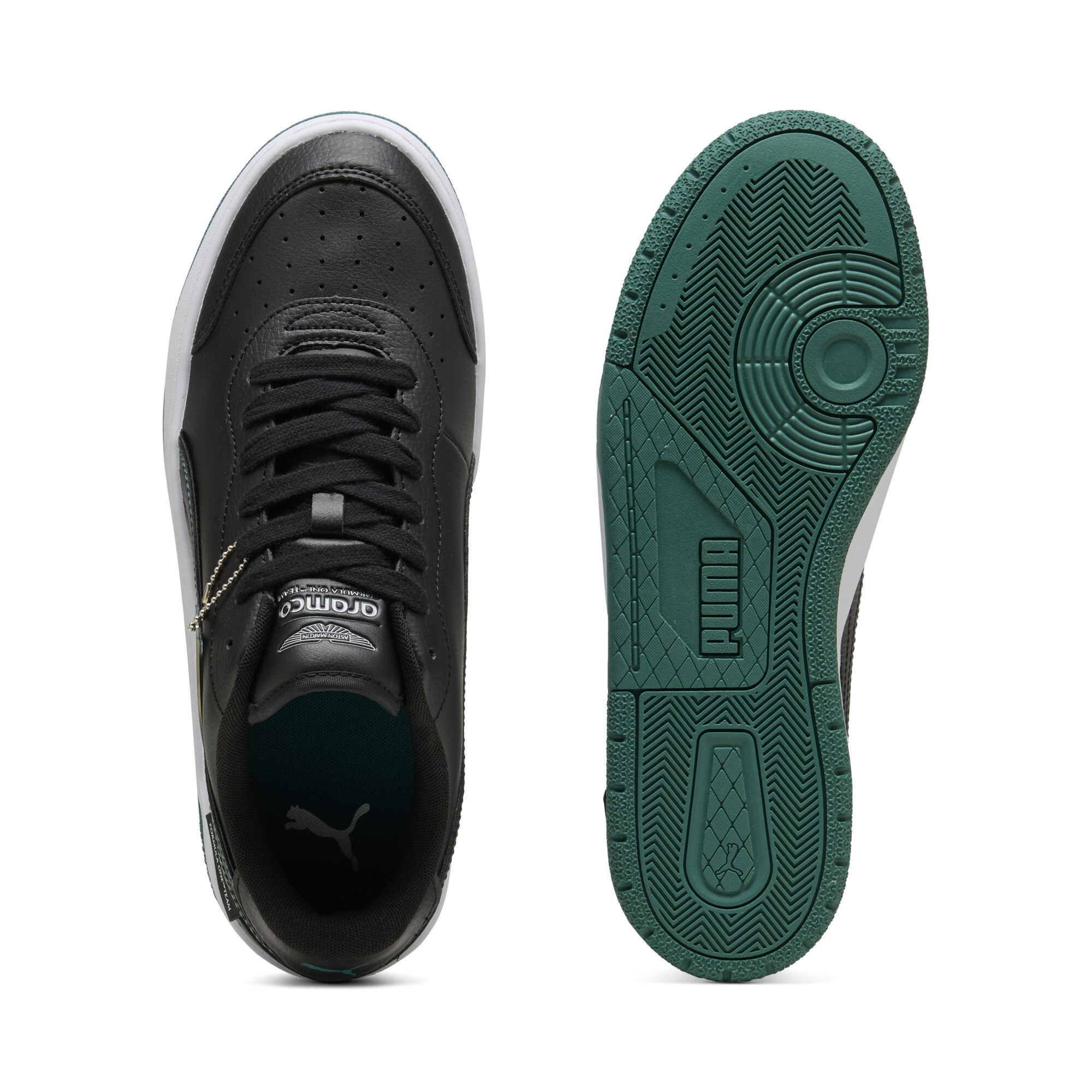 PUMA x ASTON MARTIN ARAMCO F1Â® TEAM California Match lage uniseks sneakers, Groen/Zwart, Maat 36 thumbnail 4