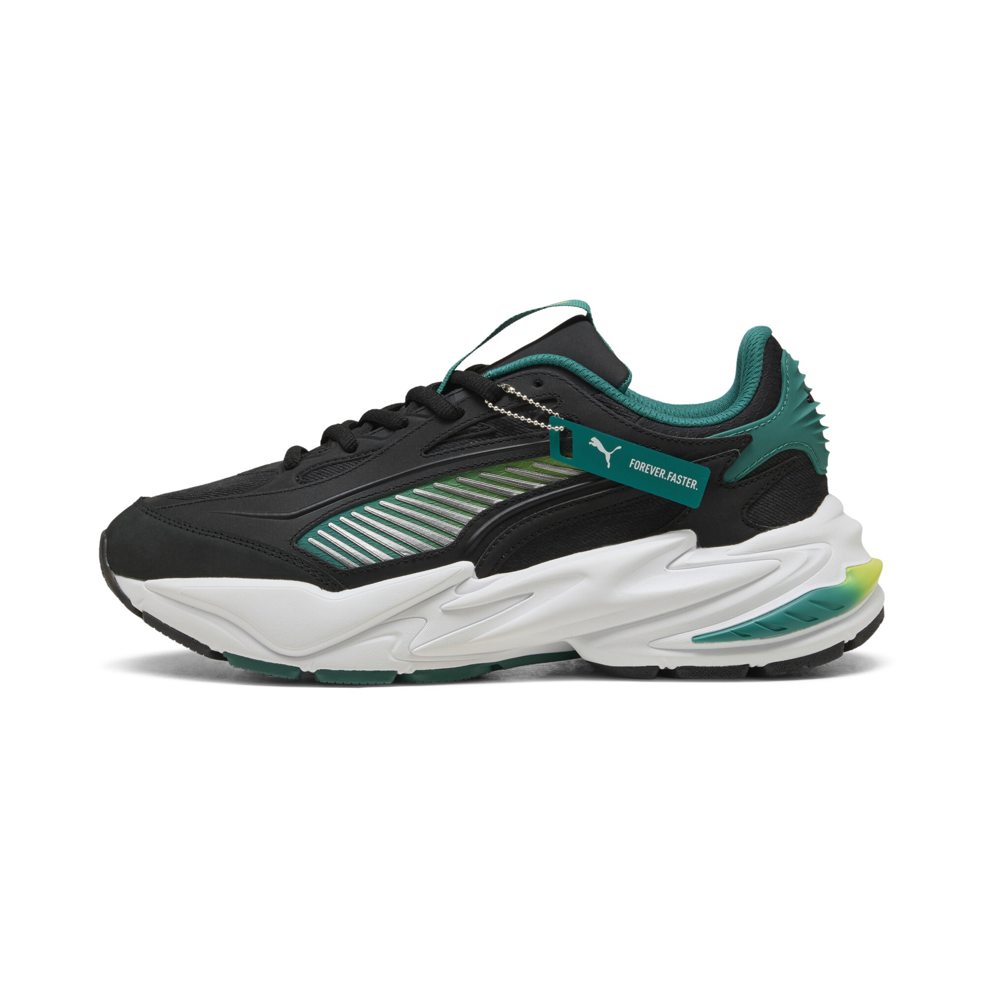 PUMA x ASTON MARTIN ARAMCO F1® TEAM RS Surge lage uniseks sneakers, Groen/Zwart, Maat 40,5