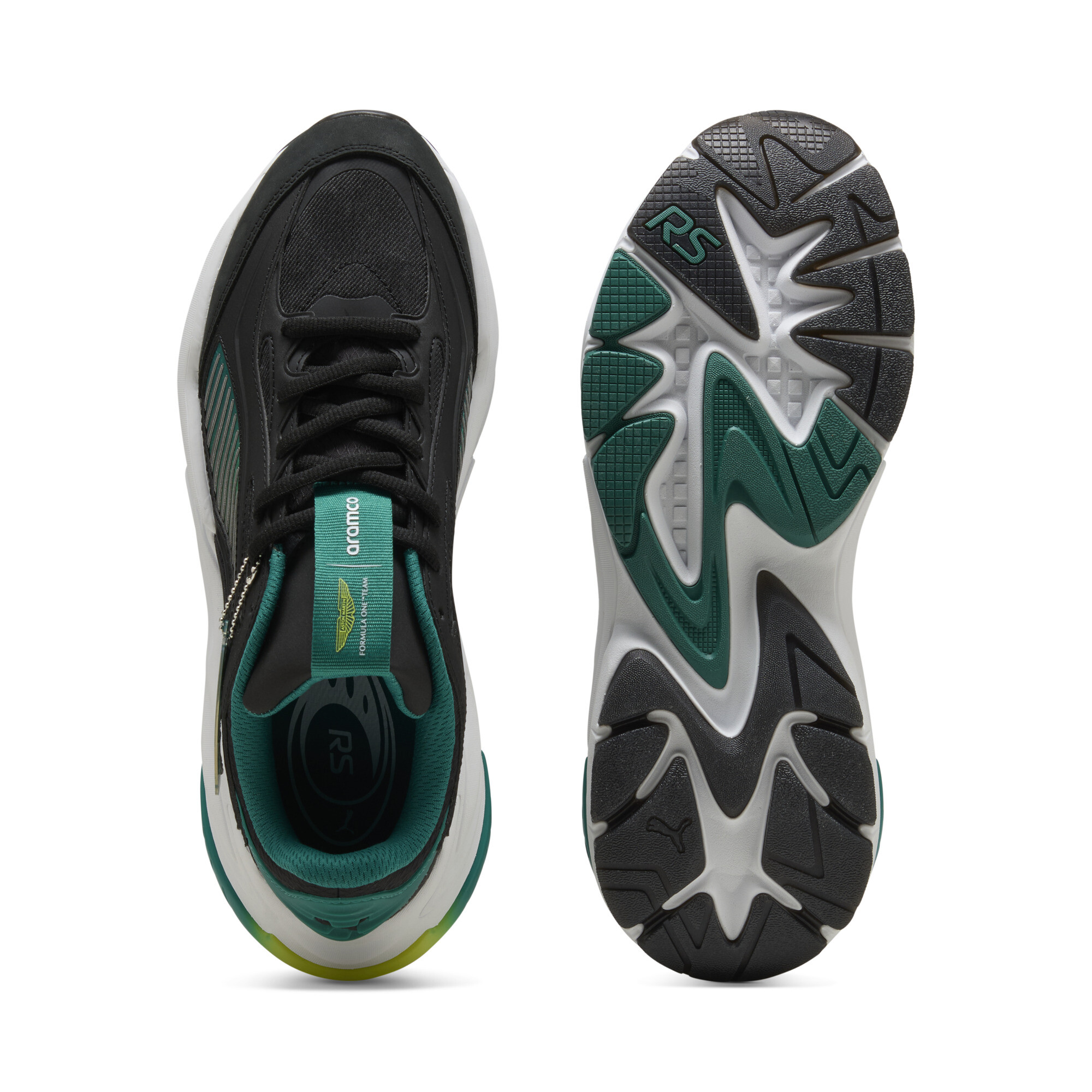 PUMA x ASTON MARTIN ARAMCO F1® TEAM RS Surge lage uniseks sneakers, Groen/Zwart, Maat 40,5 thumbnail 5
