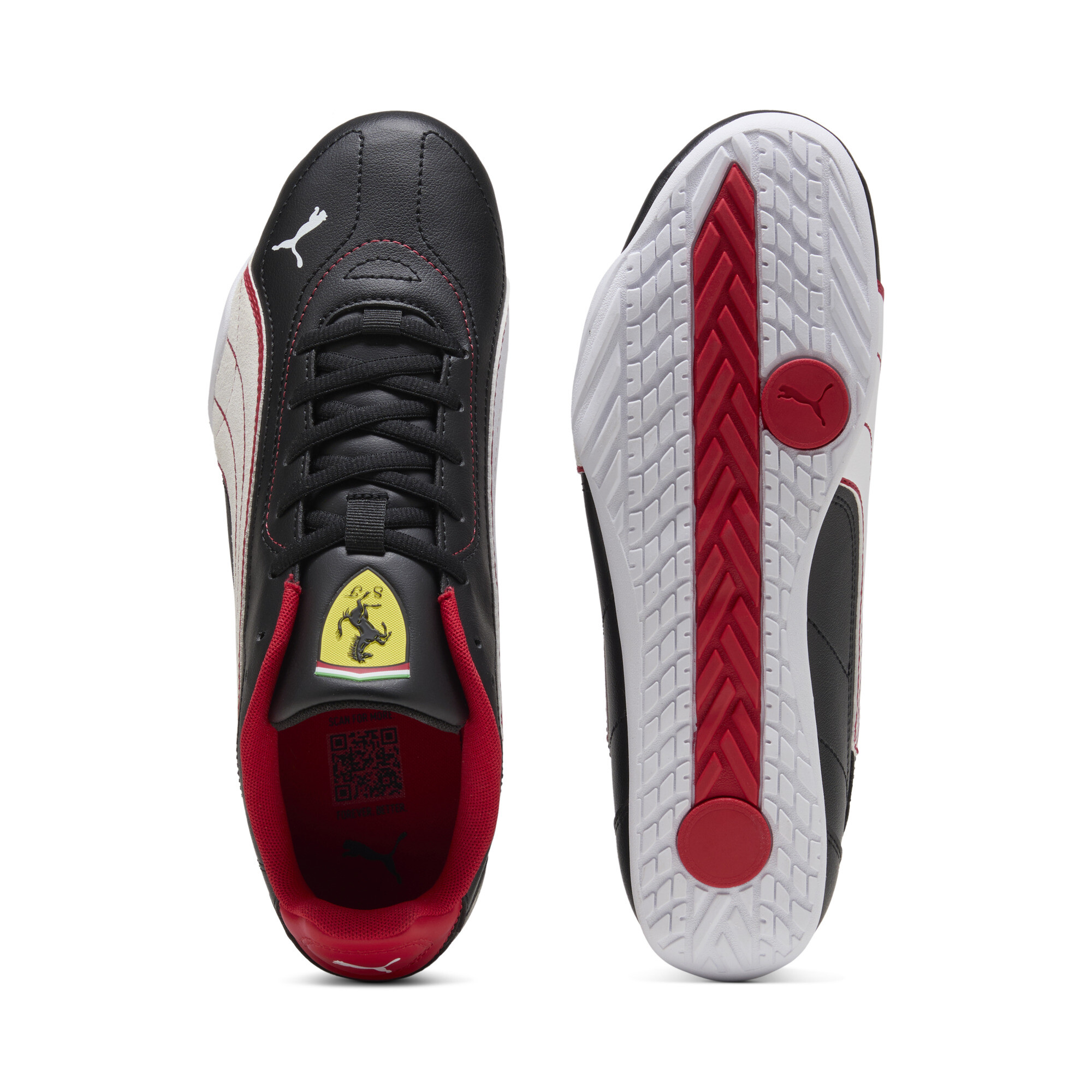 PUMA Scuderia Ferrari Catch uniseks sneakers, Zwart/Wit, Maat 38,5 thumbnail 4