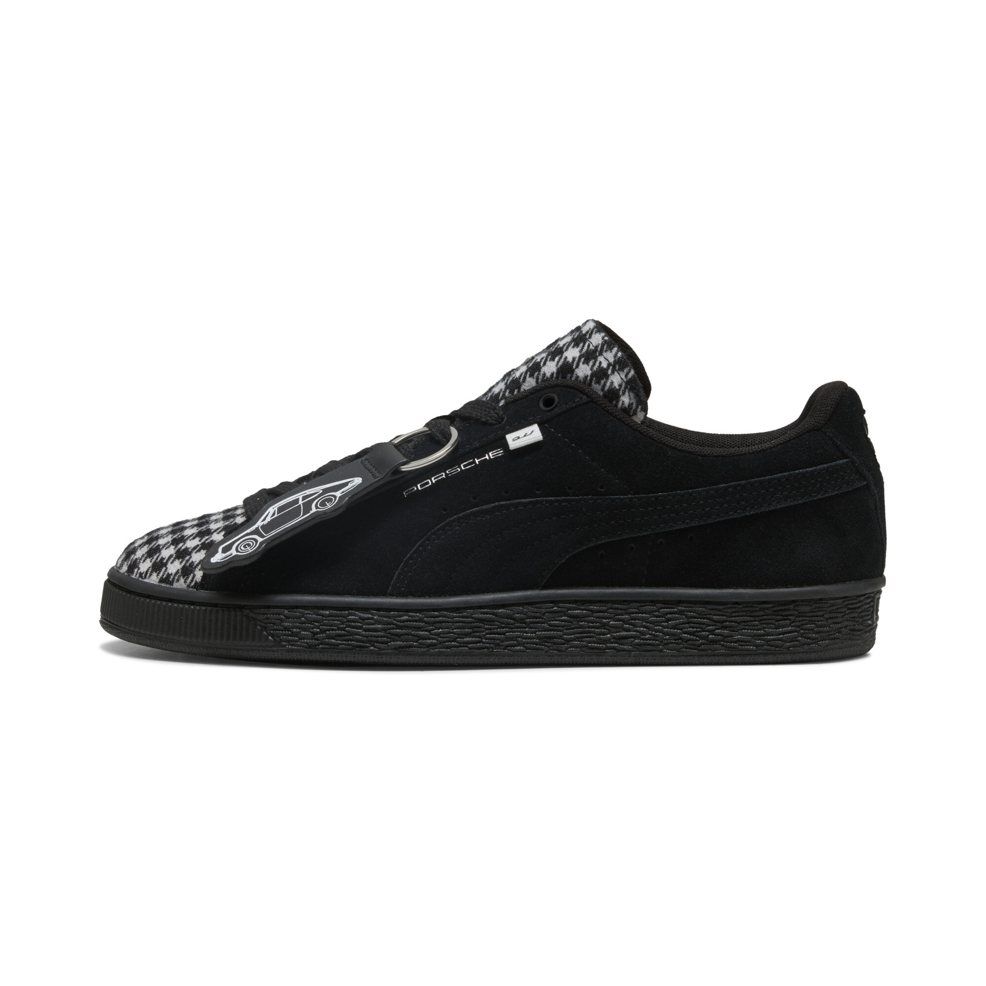 PUMA Porsche Legacy Suede Classic Pepita Sneakers in Black, Size 8