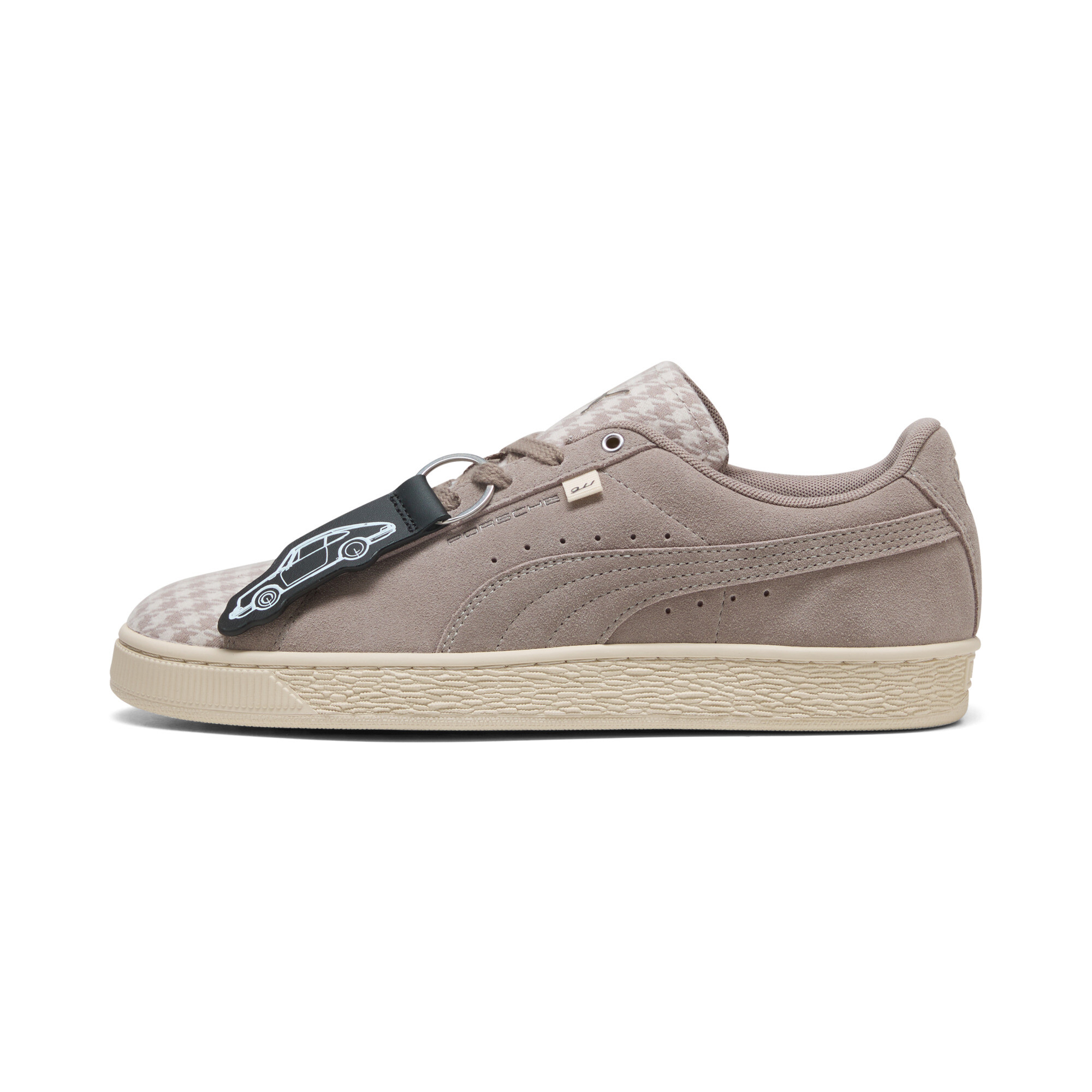 PUMA Porsche Legacy Suede Classic Pepita Sneakers in Beige, Size 7.5
