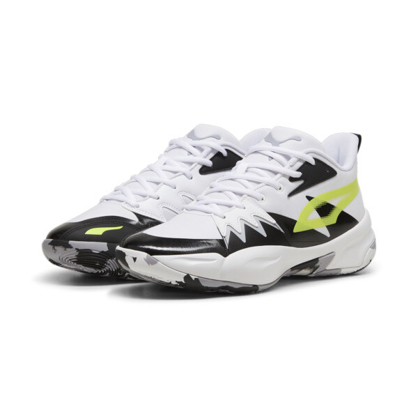 Zapatillas de basketball Genetics, PUMA White-Electric Lime, large-ARG