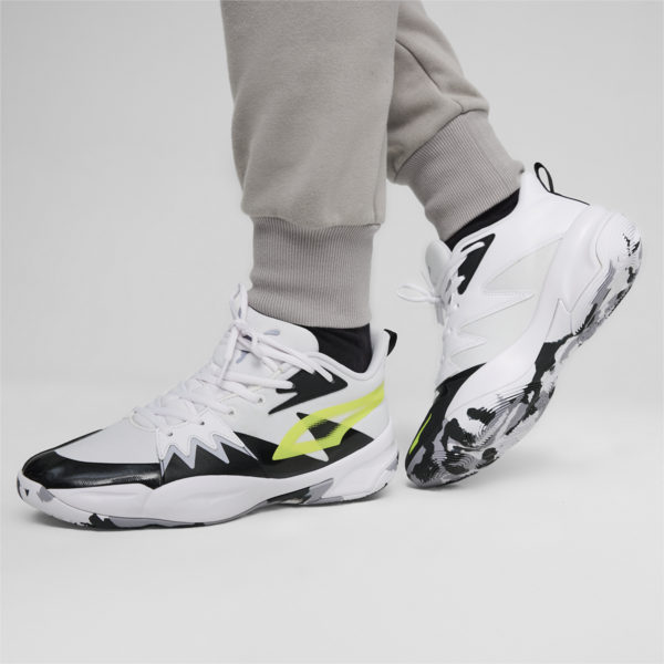 Zapatillas de basketball Genetics, PUMA White-Electric Lime, large-ARG