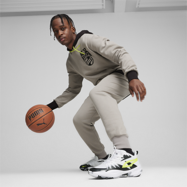 Zapatillas de basketball Genetics, PUMA White-Electric Lime, large-ARG
