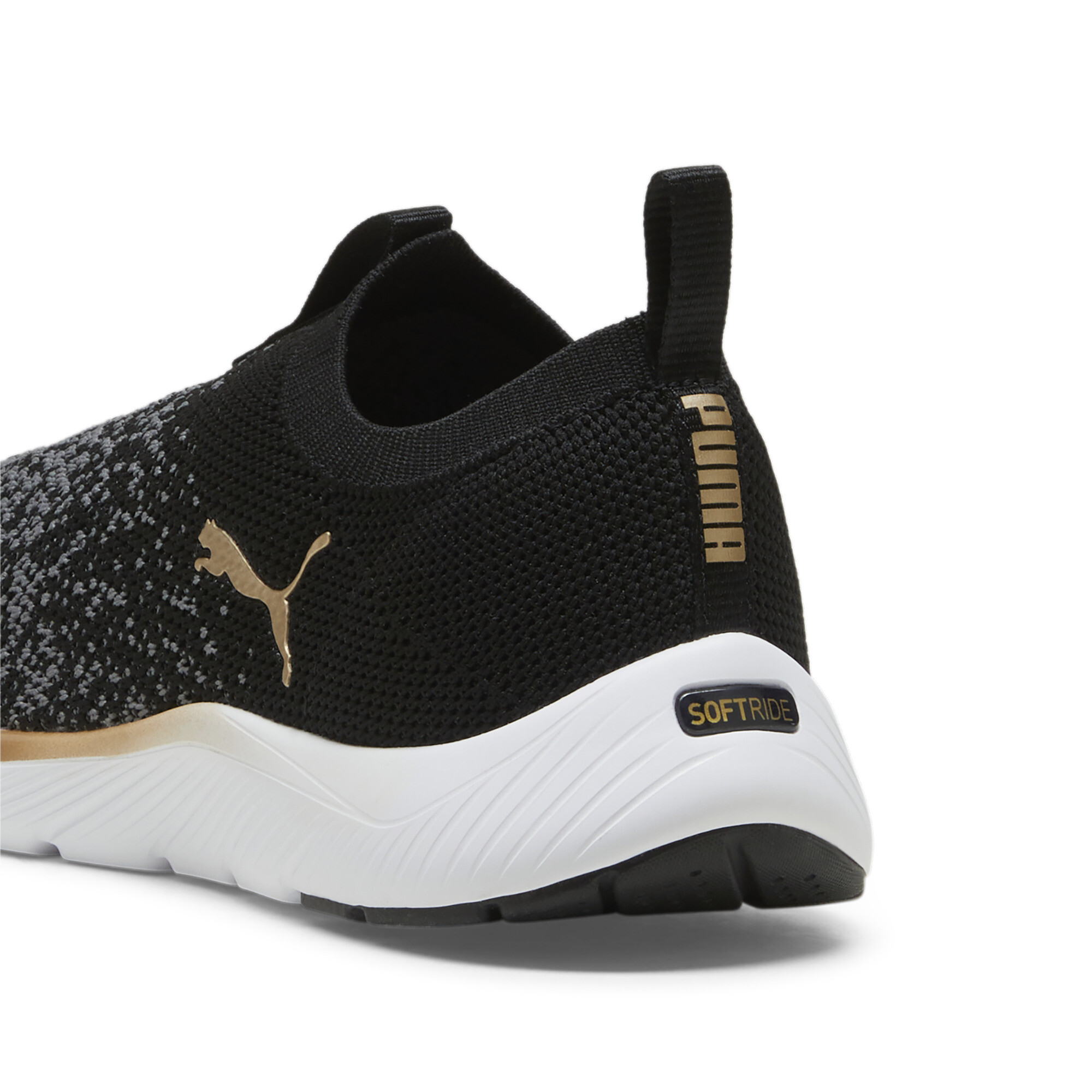 PUMA Softride Remi Slip-on Knit hardloopschoenen voor Dames, Zwart/Grijs/Goud, Maat 42 thumbnail 5