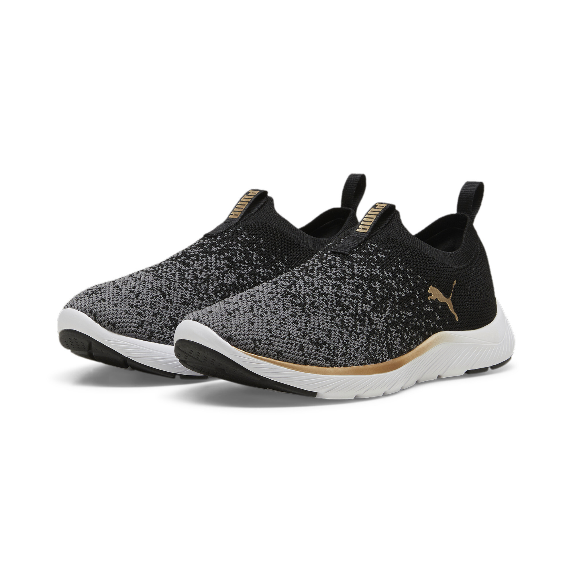 Puma Softride Premier Slip-On Strick-Laufschuhe Damen | Black/Gold/Cool Dark Gray | Größe: 40