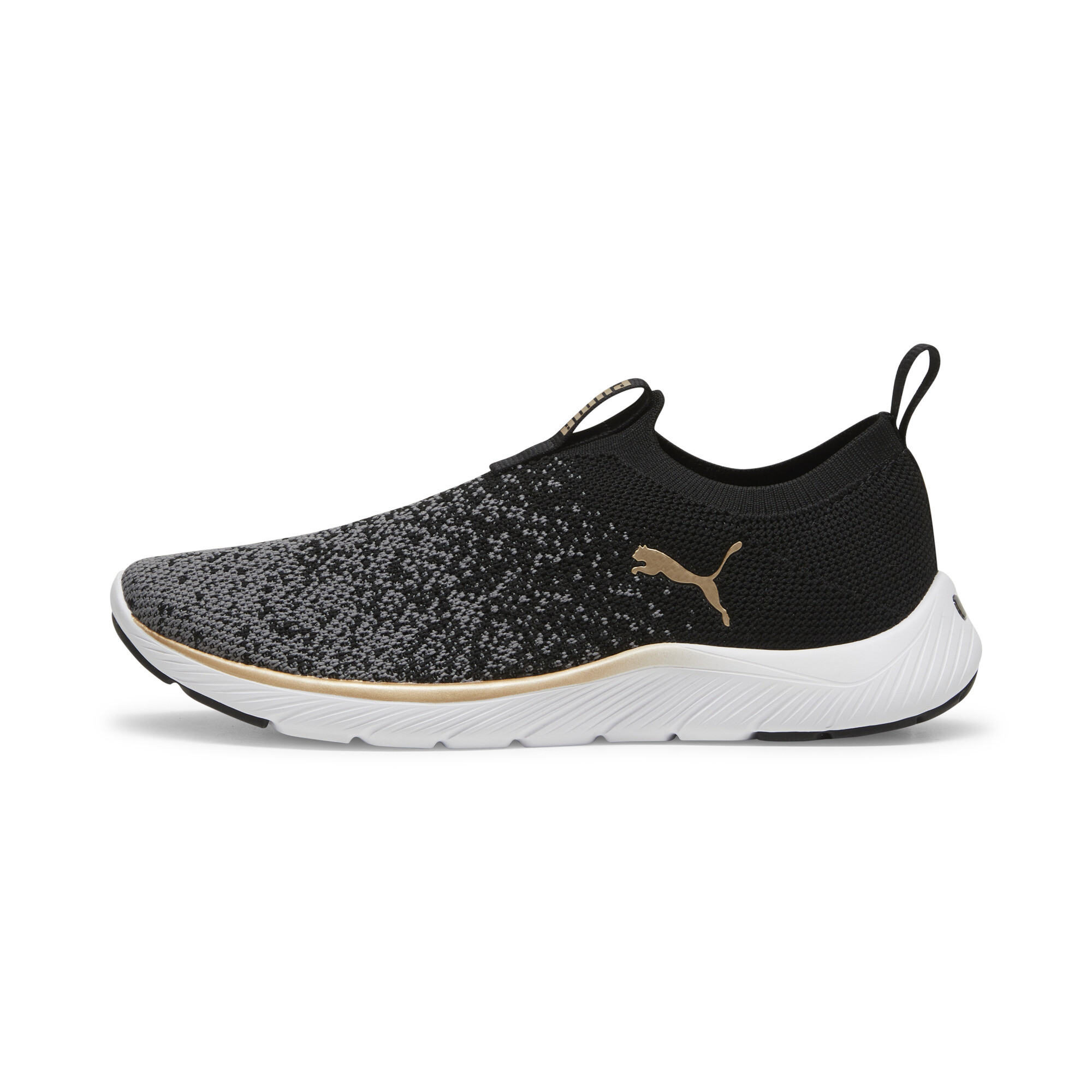 Puma Softride Premier Slip-On Strick-Laufschuhe Damen | Black/Gold/Cool Dark Gray | Größe: 37