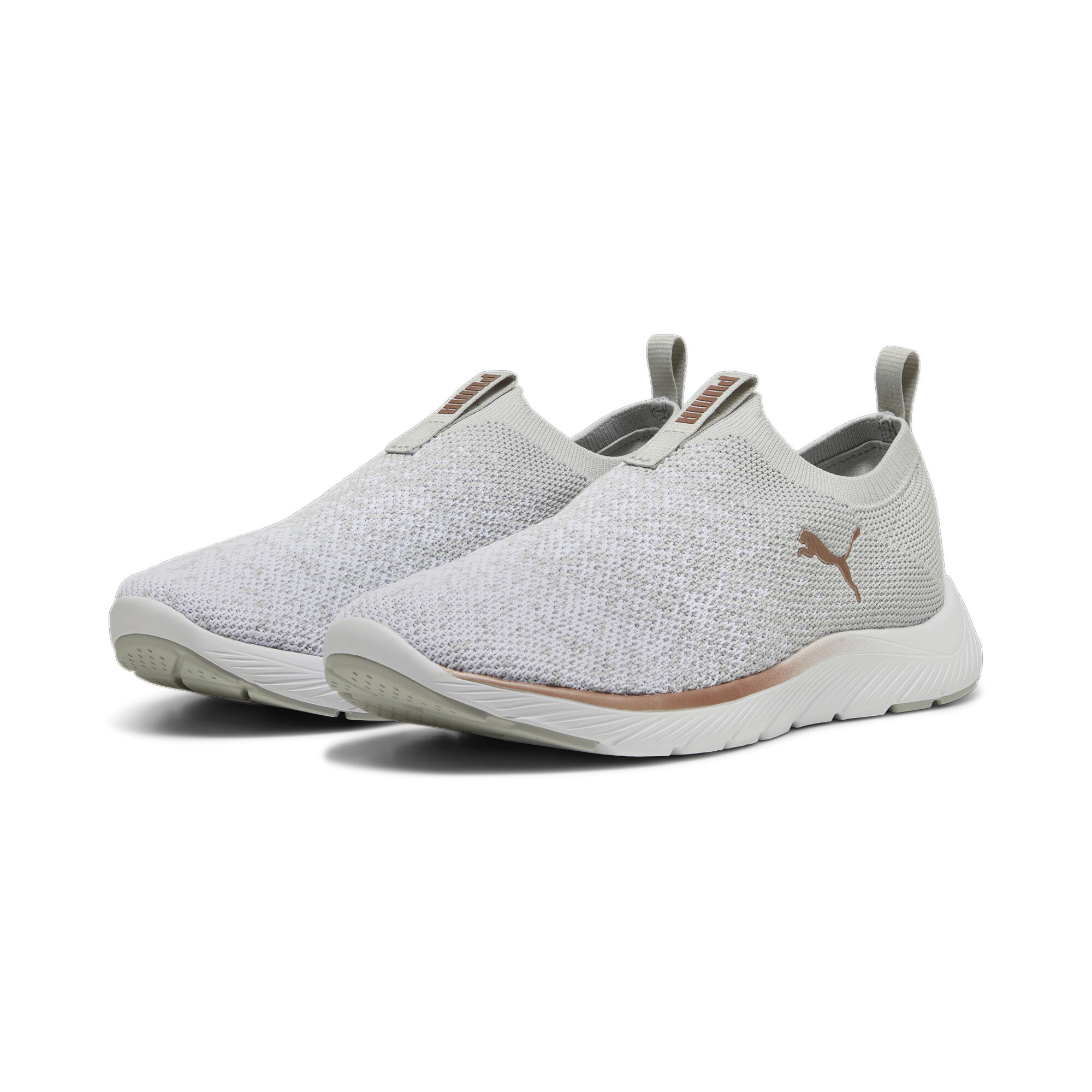 Puma Softride Premier Slip-On Strick-Laufschuhe Damen | Ash Gray/White/Rose Gold | Größe: 40.5