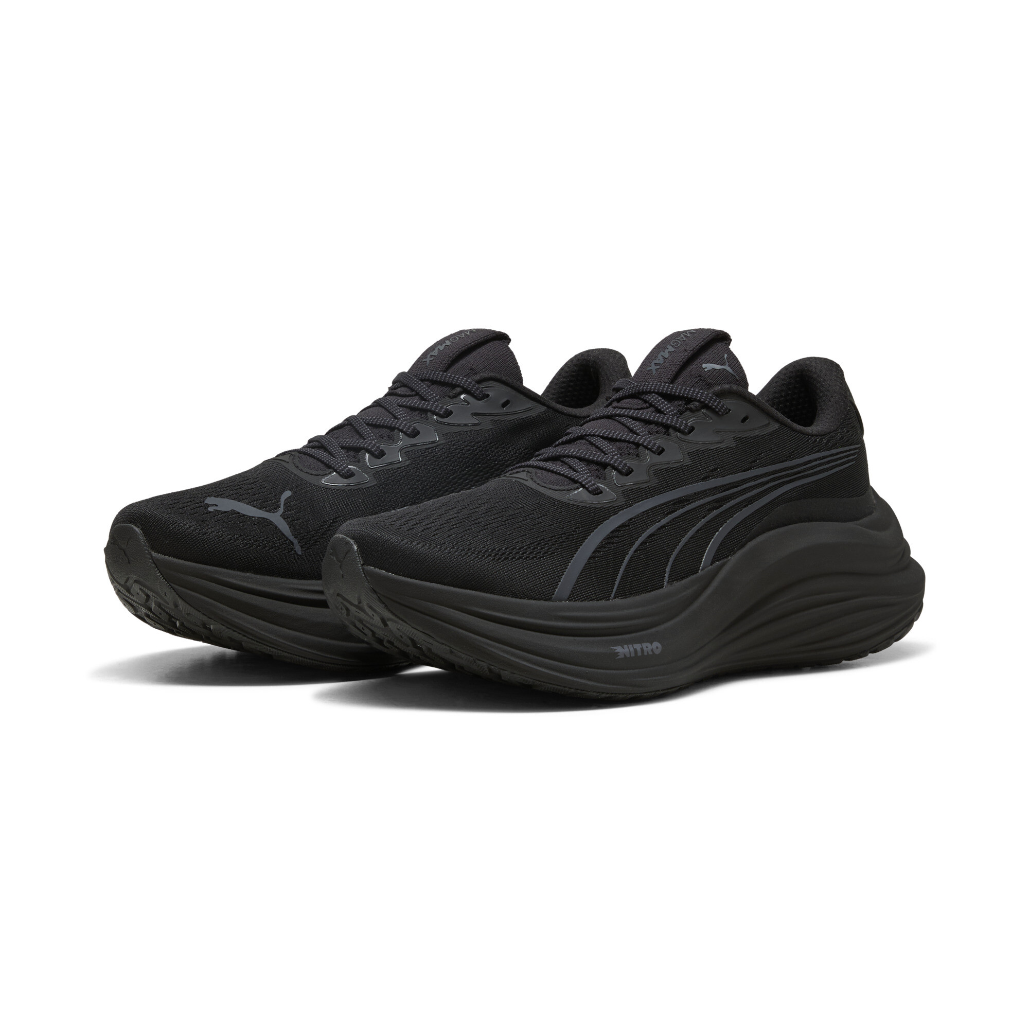 PUMA Men's Black/Galactic Gray Magmax Nitro Running Shoes - Size 11