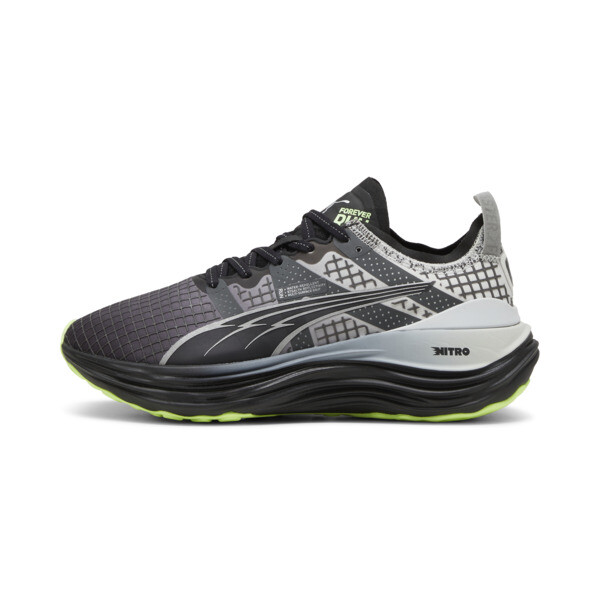 Shop Puma Foreverrun Nitro™ Water-repellent Women's Running Shoes In Black-glacial Gray-fizzy Apple