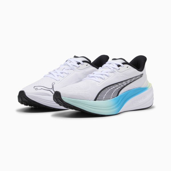 Tenis de running Darter Pro, PUMA White-PUMA Black-Mint Melt-Speed Blue, large-MEX