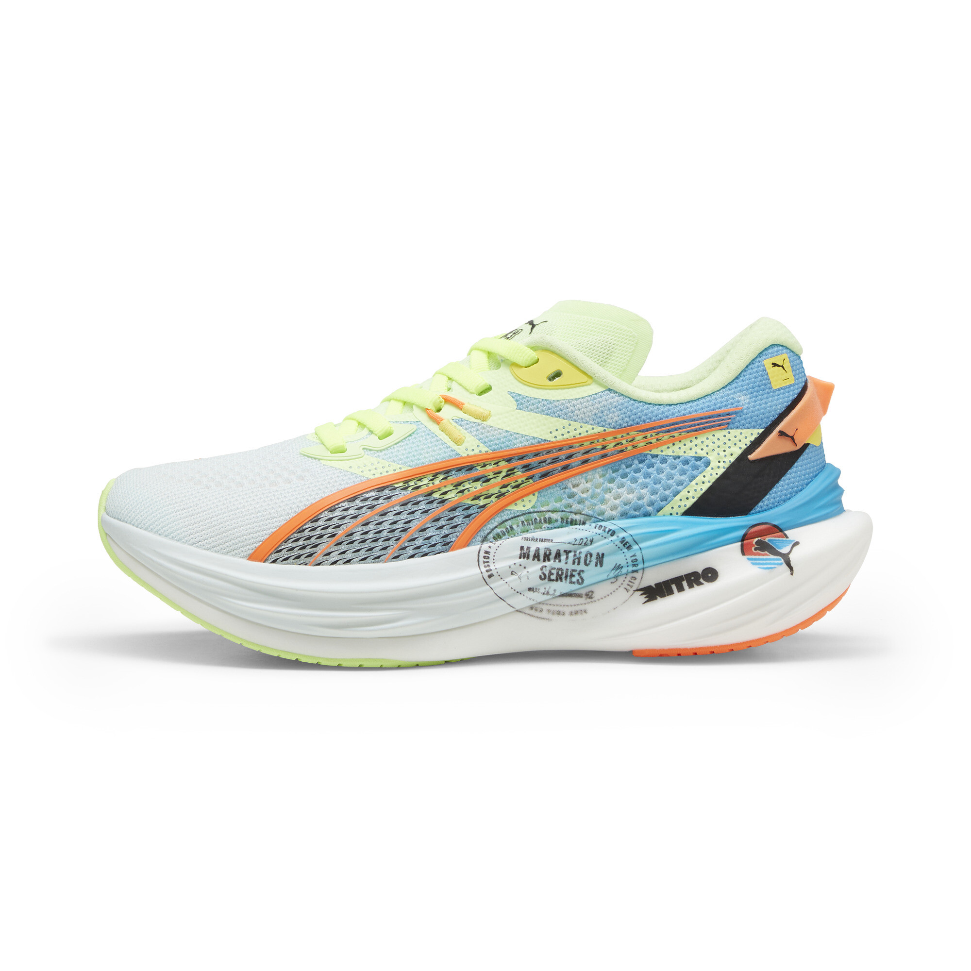 Puma Deviate NITRO™ 3 Laufschuhe Damen | Nitro Blue/Fizzy Apple | Größe: 39