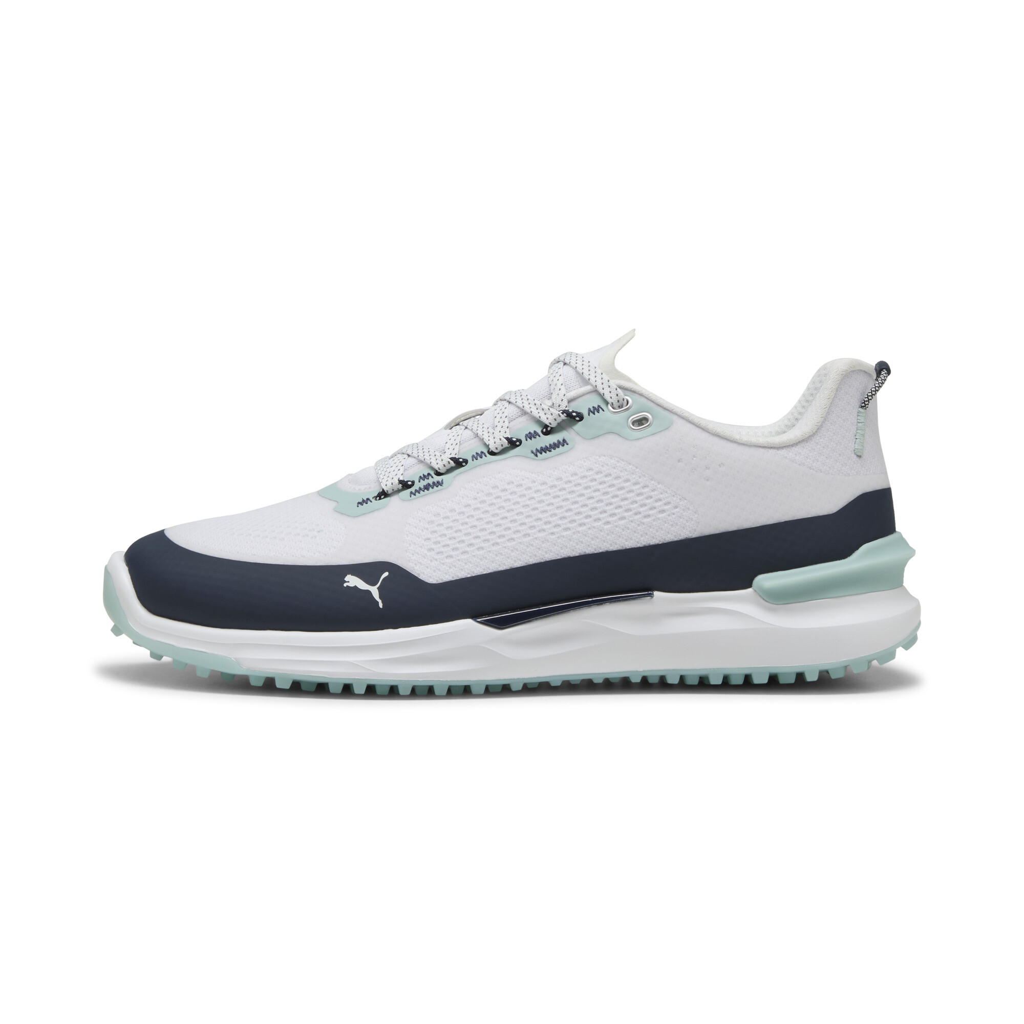 Puma IGNITE Elevate X Golfschuhe Herren | Mit Plain | White/Deep Navy/Modern Mint | Größe: 39