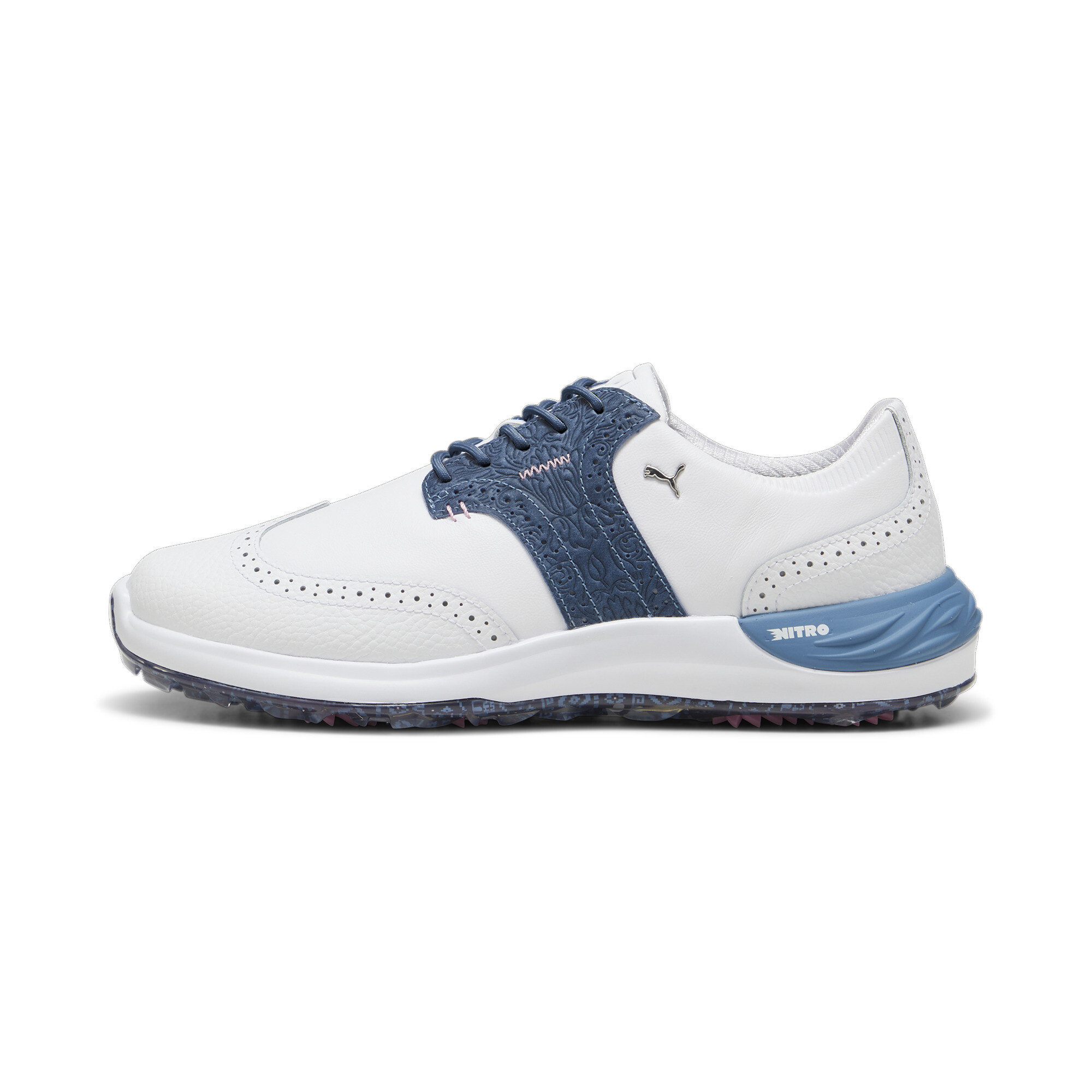 Puma Phantomcat NITRO™ Fair Isle Golfschuhe Herren | Mit Plain | White/Blue Horizon | Größe: 42