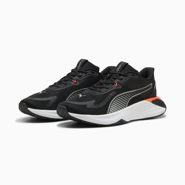 PWR Hybrid Training Shoes, PUMA Black-PUMA White-Glowing Red-Gray Echo, large-ZAF