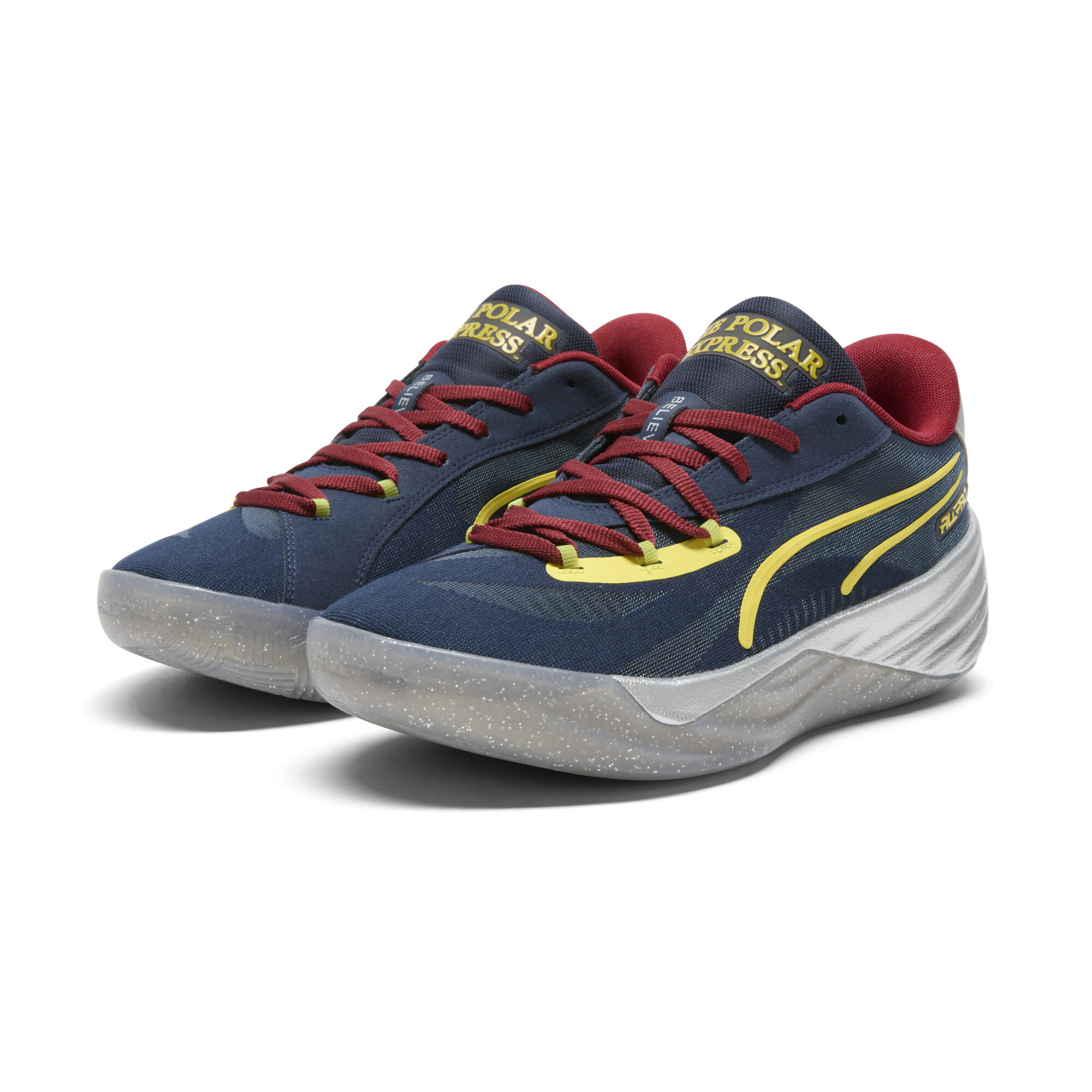 PUMA All-Pro NITROâ¢ Polar Express basketbalschoenen, Blauw/Rood/Goud, Maat 40,5 thumbnail 6