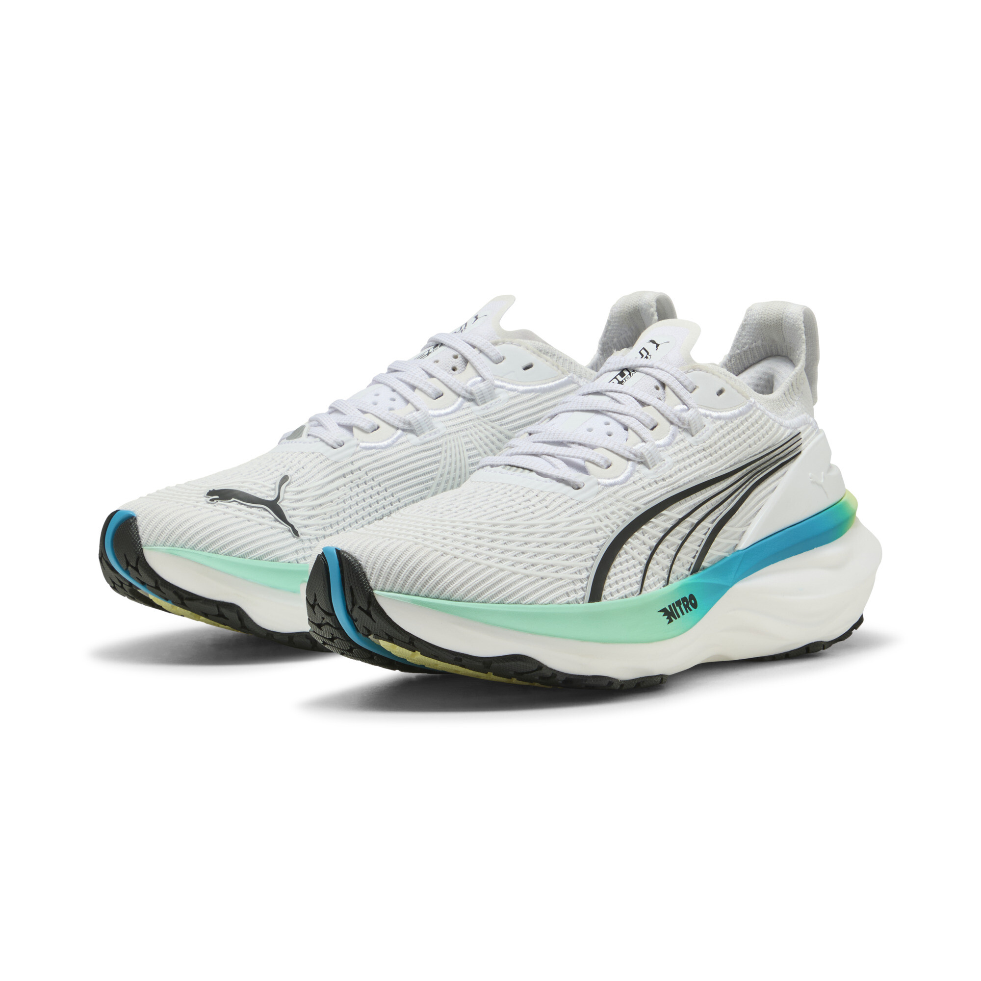 PUMA Women's White/Mint Melt Foreverrun Nitro 2 Running Shoes - Size 6.5