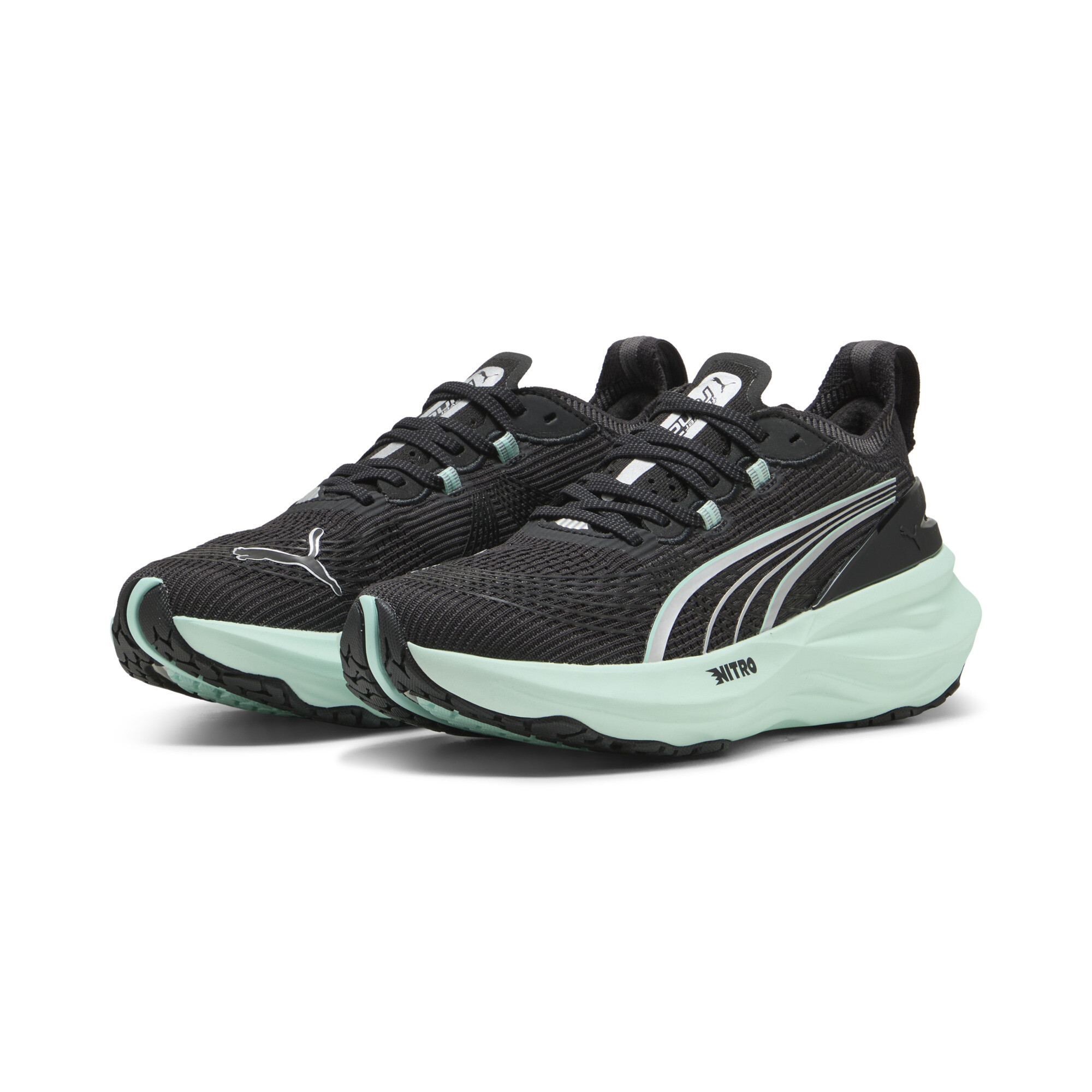 PUMA Women's Black/Mint Melt Foreverrun Nitro 2 Running Shoes - Size 4